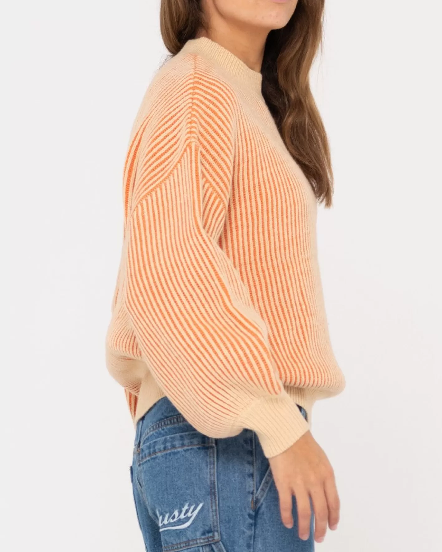 Mujer Rusty Jersey De Punto Con Cuello Simulado Y Ajuste Relajado De Ora