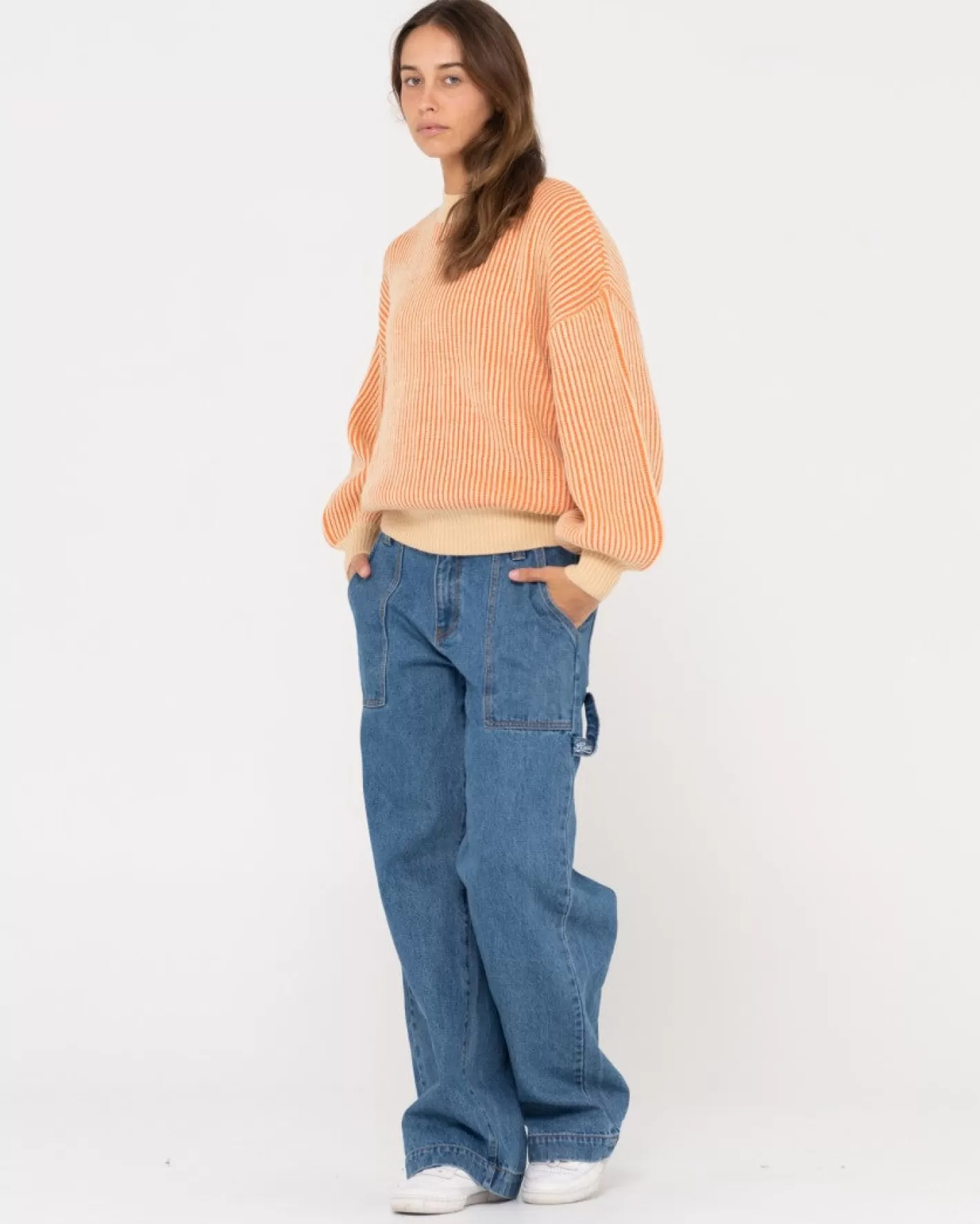 Mujer Rusty Jersey De Punto Con Cuello Simulado Y Ajuste Relajado De Ora