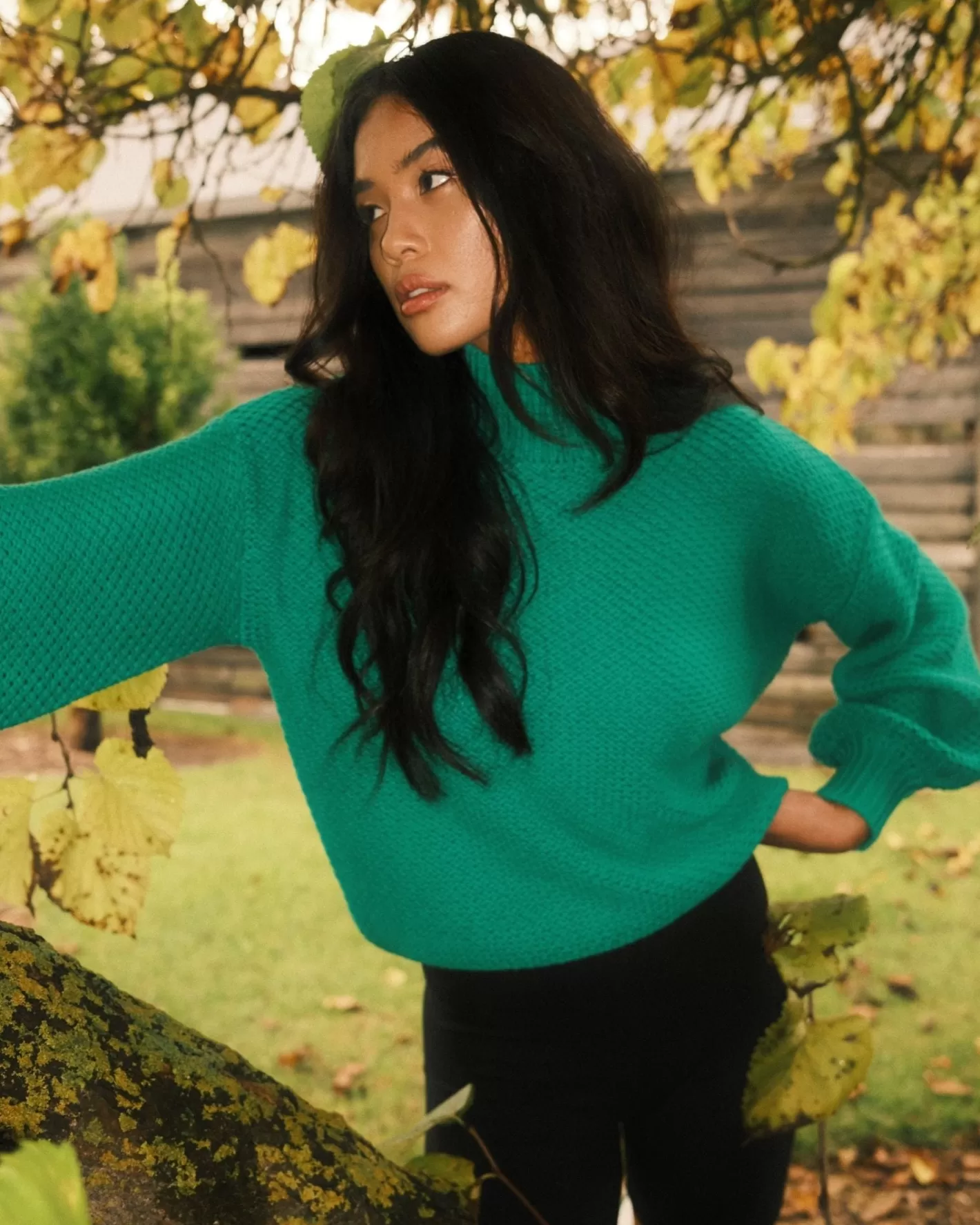 Mujer Rusty Jersey De Punto Grueso Y Relajado Con Cuello Simulado Marlow