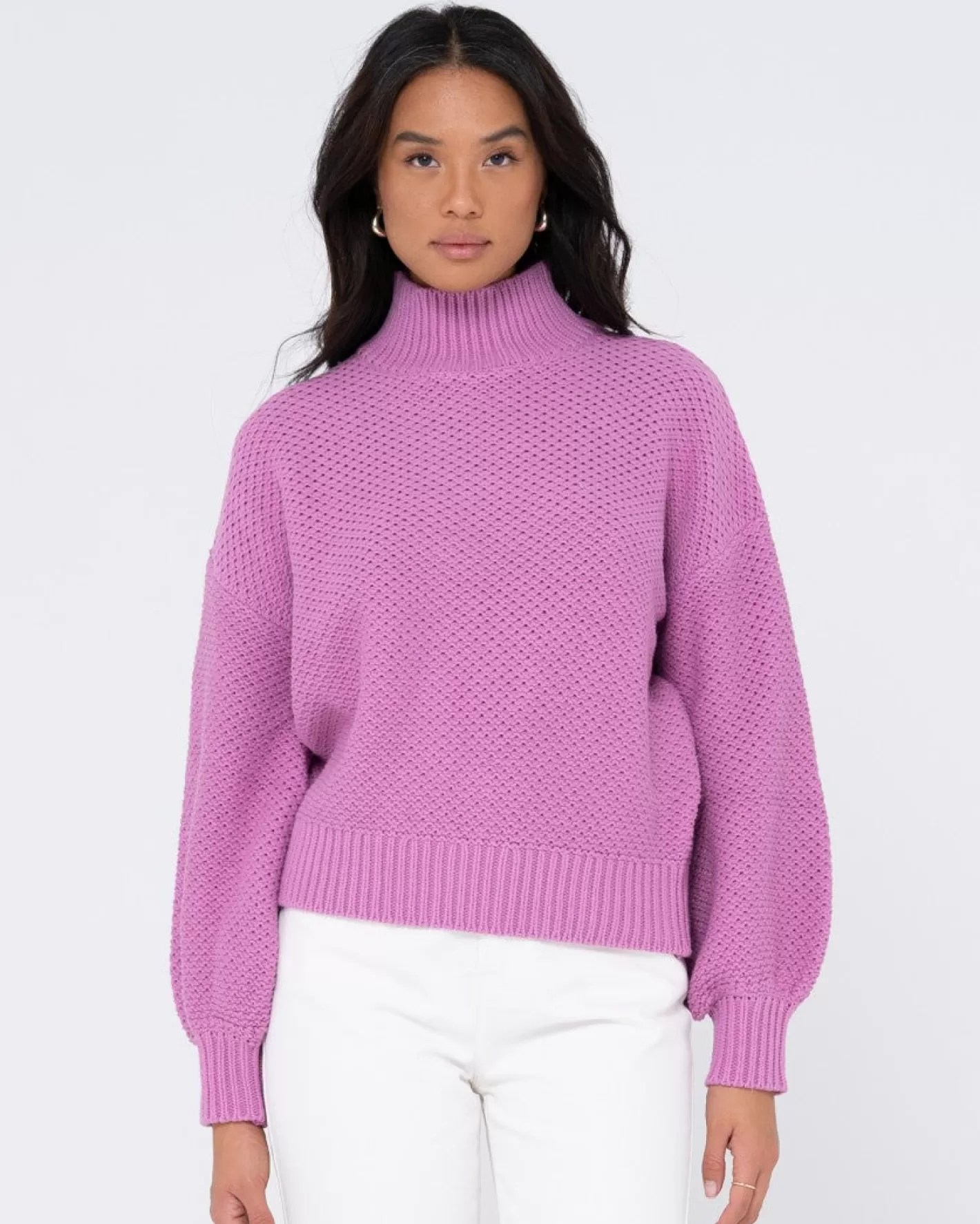 Mujer Rusty Jersey De Punto Grueso Y Relajado Con Cuello Simulado Marlow