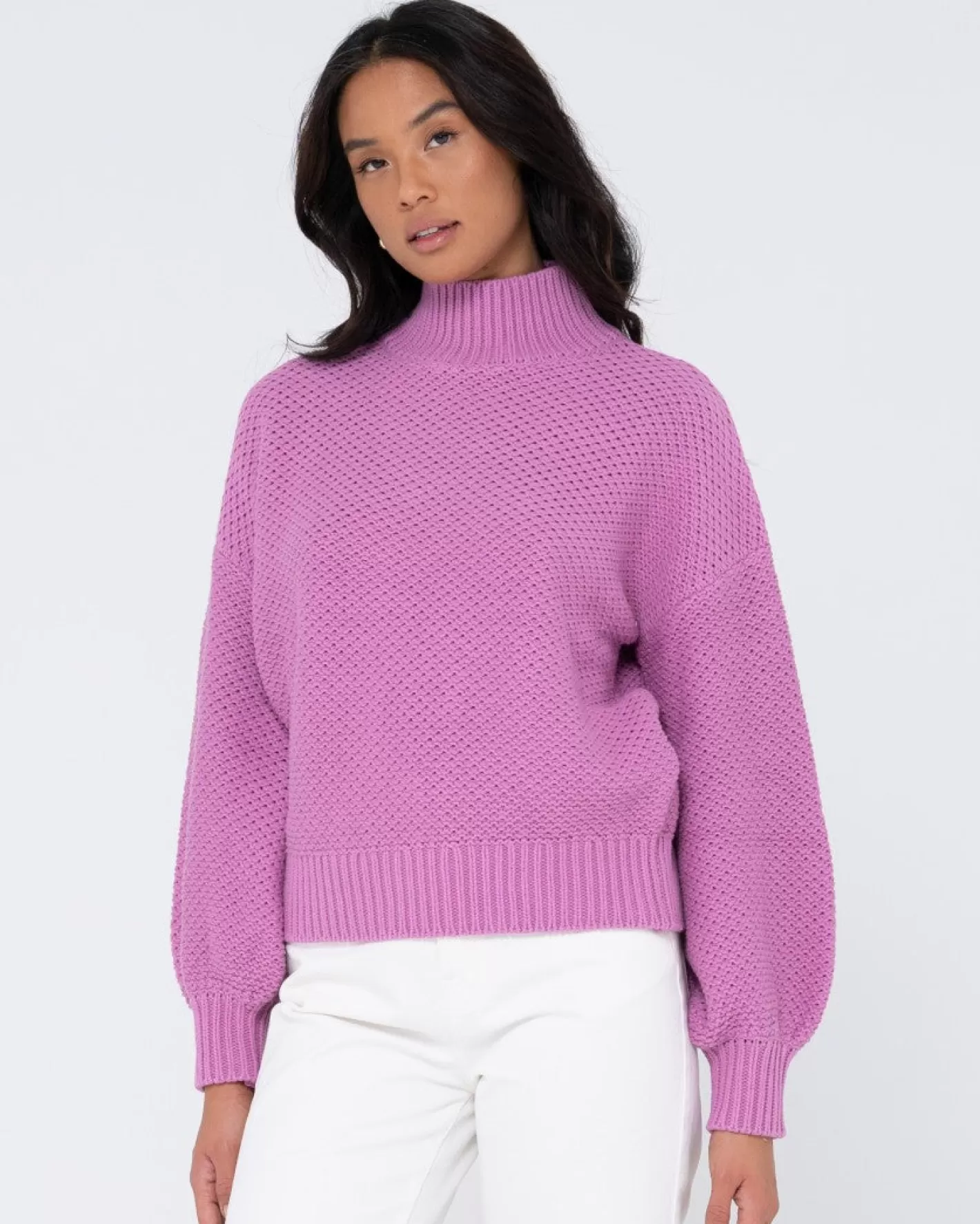 Mujer Rusty Jersey De Punto Grueso Y Relajado Con Cuello Simulado Marlow