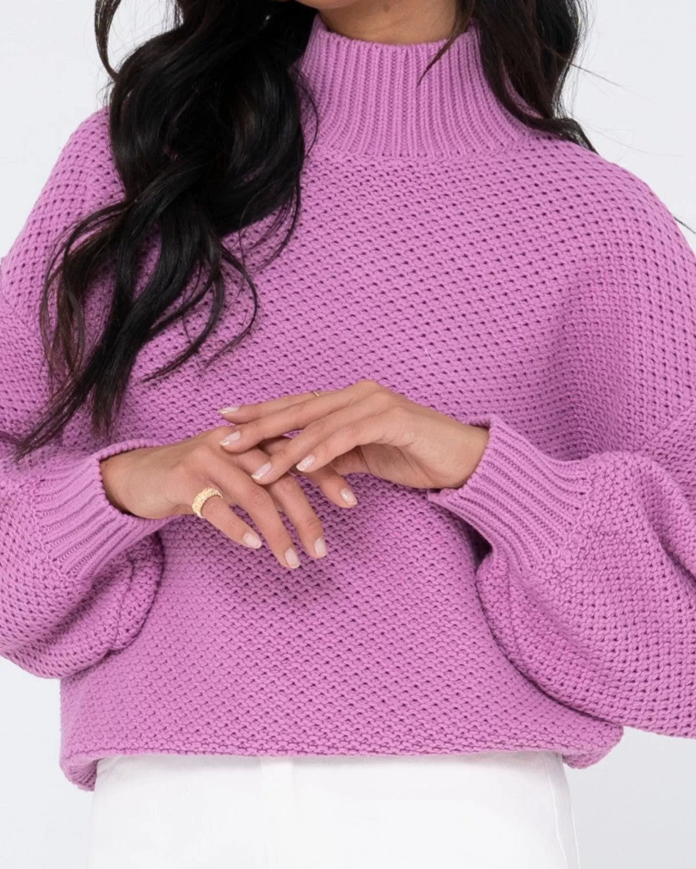 Mujer Rusty Jersey De Punto Grueso Y Relajado Con Cuello Simulado Marlow