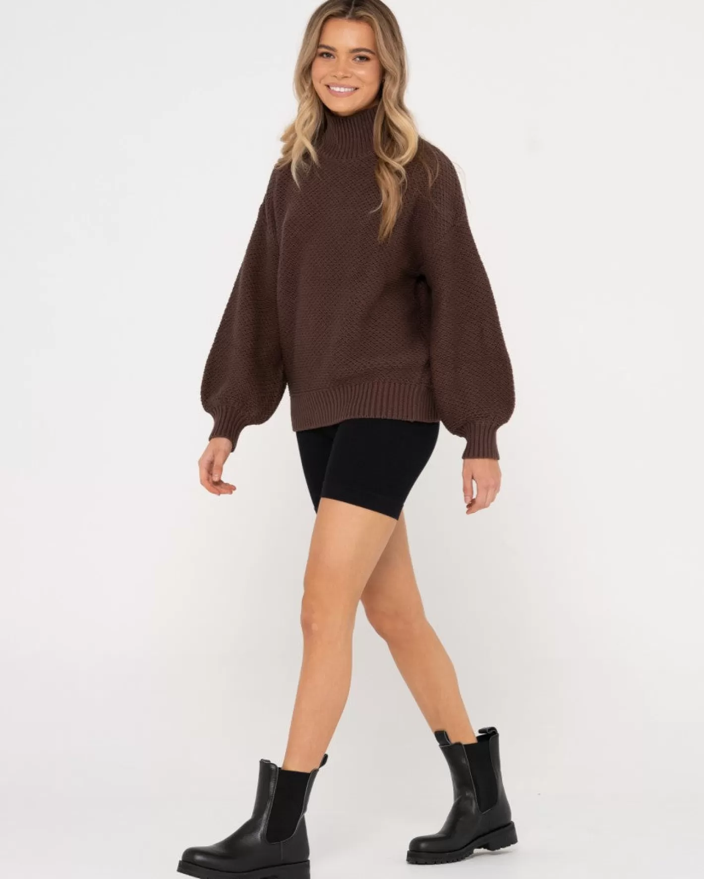 Mujer Rusty Jersey De Punto Grueso Y Relajado Con Cuello Simulado Marlow