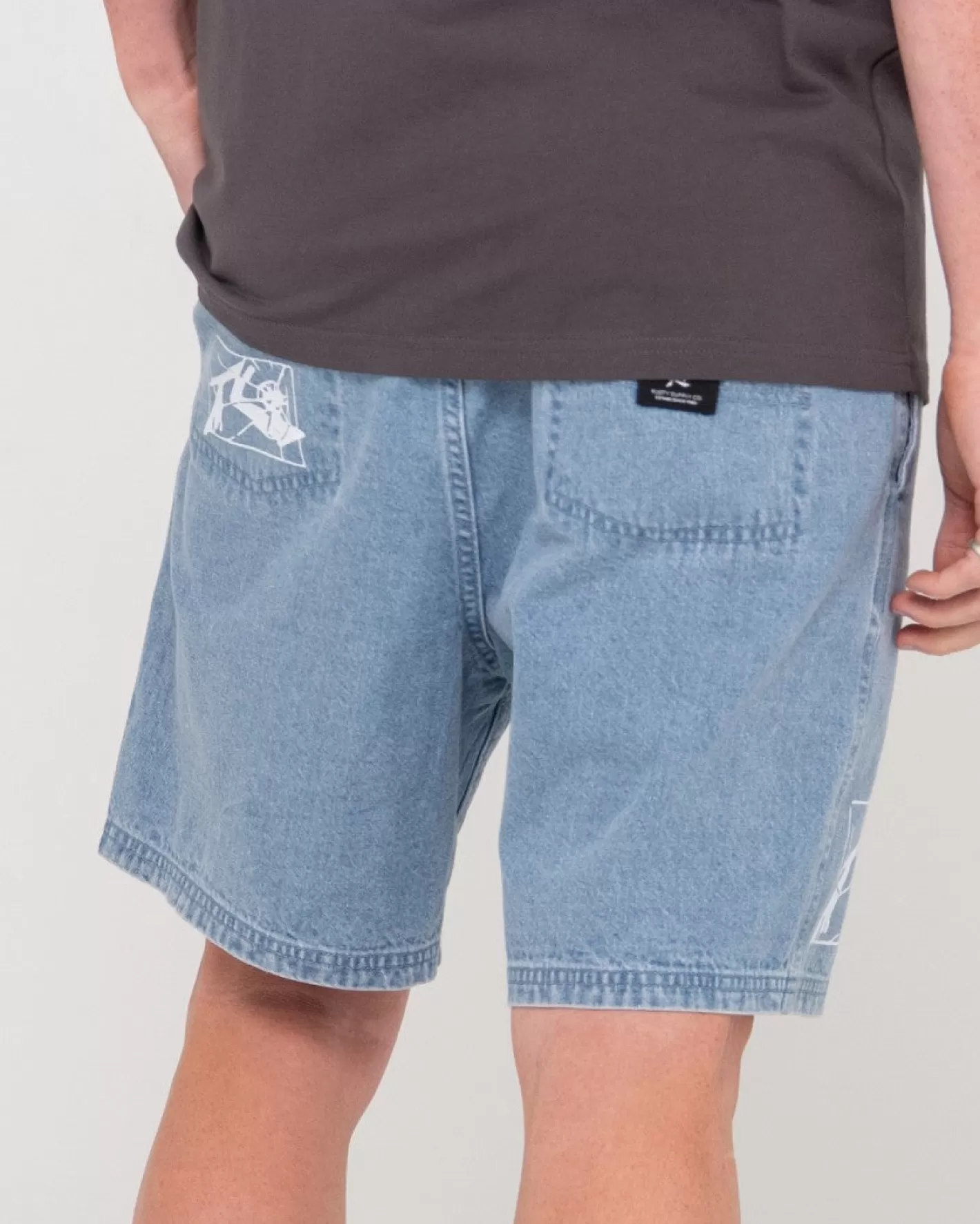 Hombre Rusty Manila Folder Pantalon Corto Vaquero Elastico Lavado Vintage