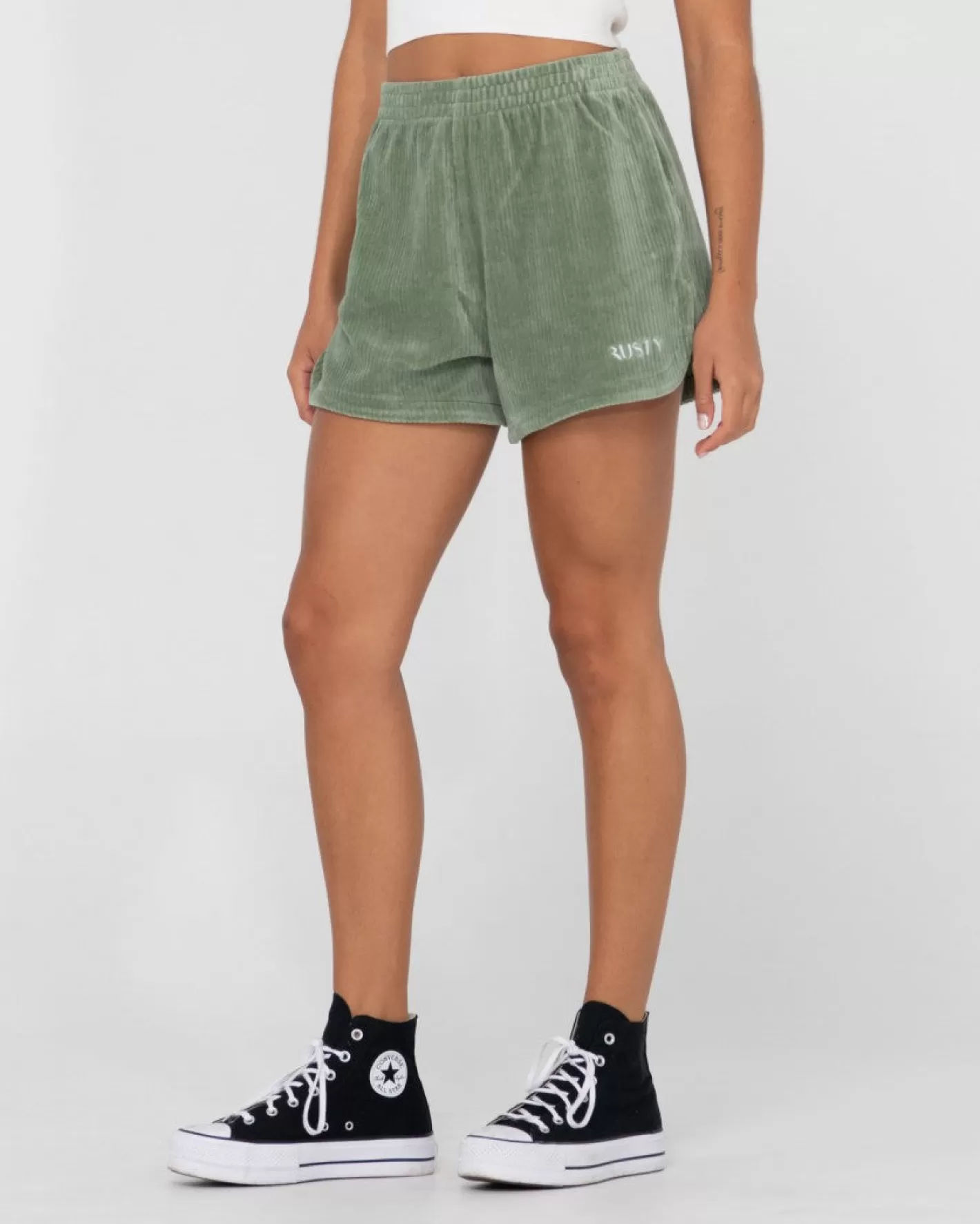 Mujer Rusty Pantalon Corto Bronte De Pana De Talle Alto
