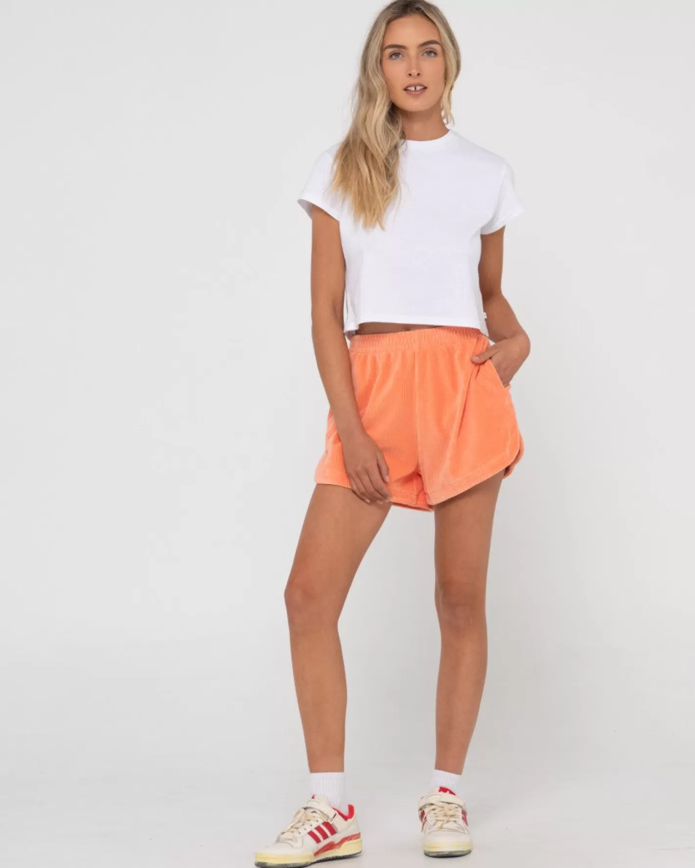 Mujer Rusty Pantalon Corto Bronte De Pana De Talle Alto