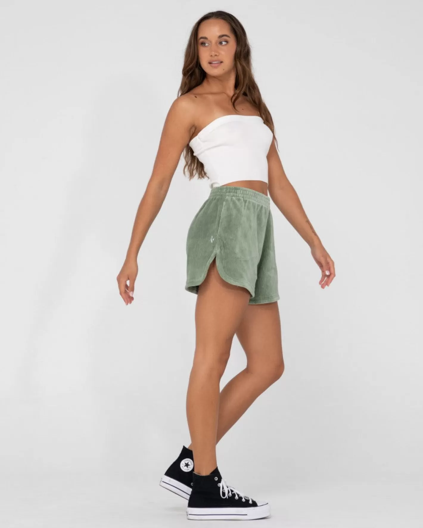 Mujer Rusty Pantalon Corto Bronte De Pana De Talle Alto