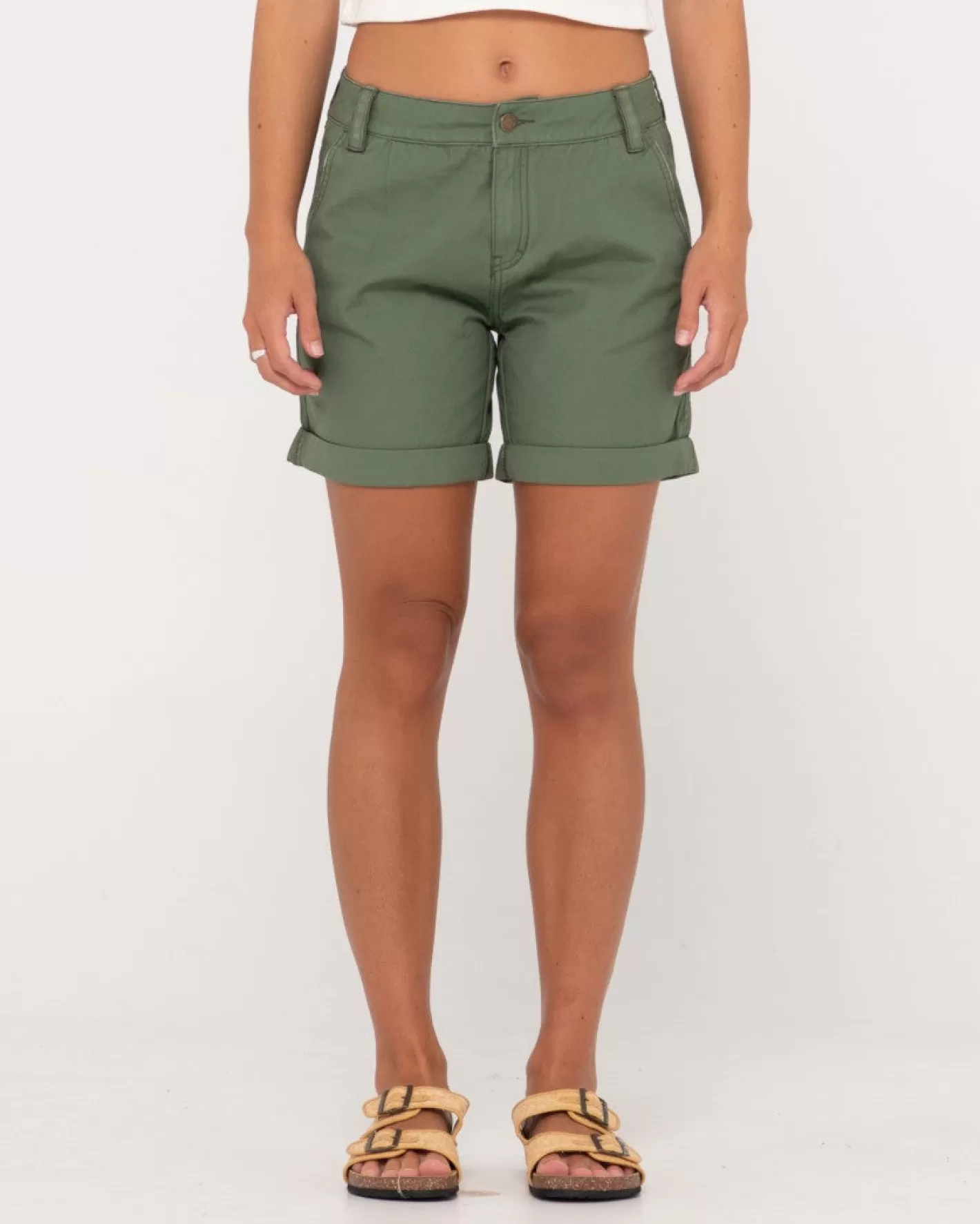 Mujer Rusty Pantalon Corto De Lona De Talle Bajo Cadet