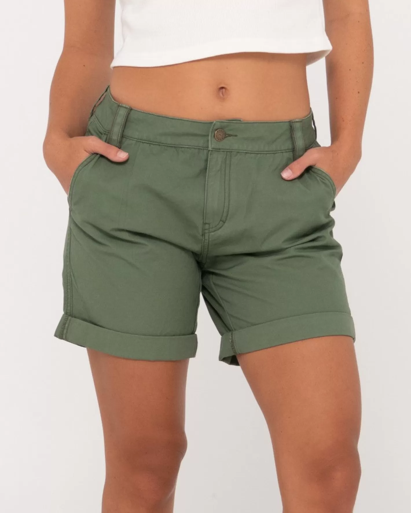 Mujer Rusty Pantalon Corto De Lona De Talle Bajo Cadet