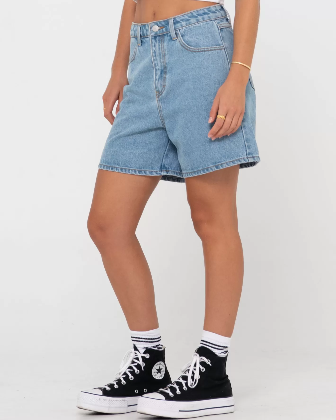 Mujer Rusty Pantalon Corto De Mezclilla De Talle Alto Chipre