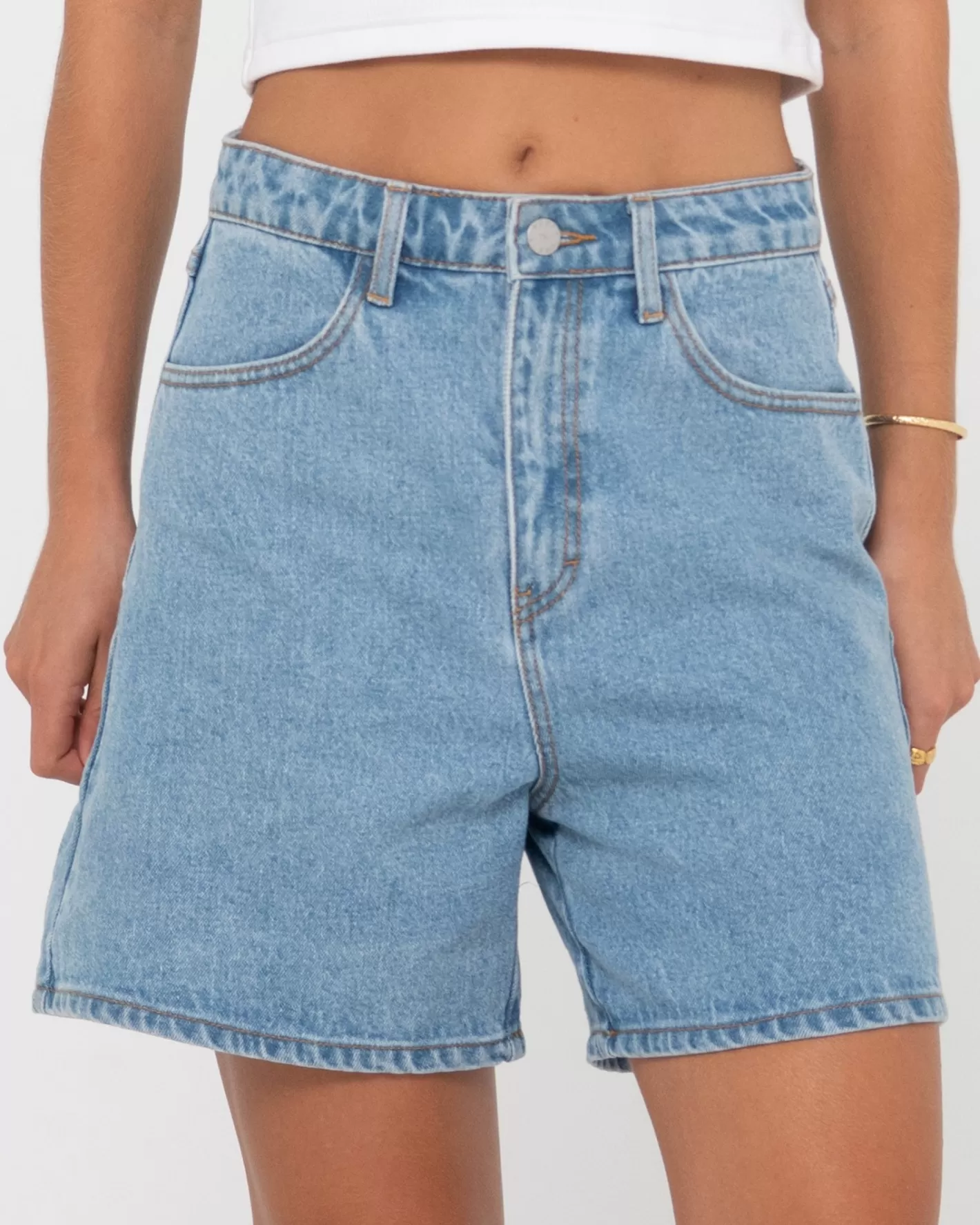 Mujer Rusty Pantalon Corto De Mezclilla De Talle Alto Chipre