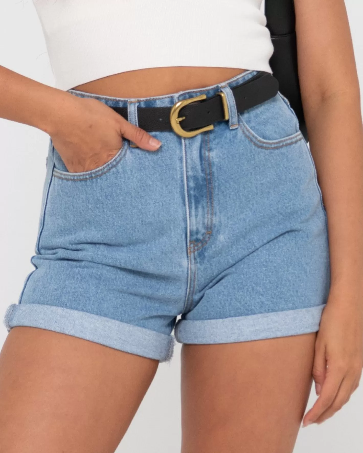 Mujer Rusty Pantalon Corto De Mezclilla De Talle Alto Chipre