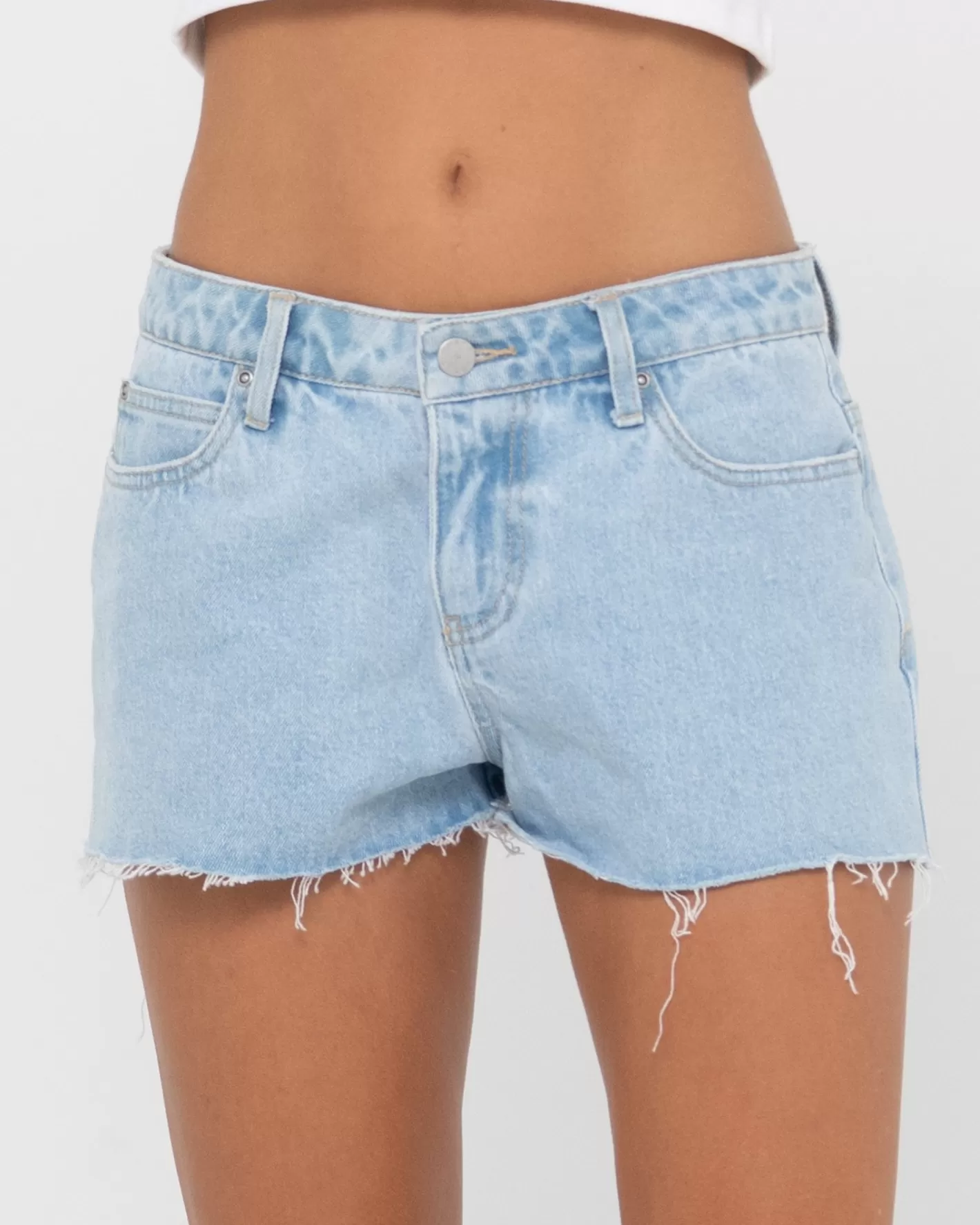 Mujer Rusty Pantalon Corto De Mezclilla Deshilachado De Talle Bajo Malta