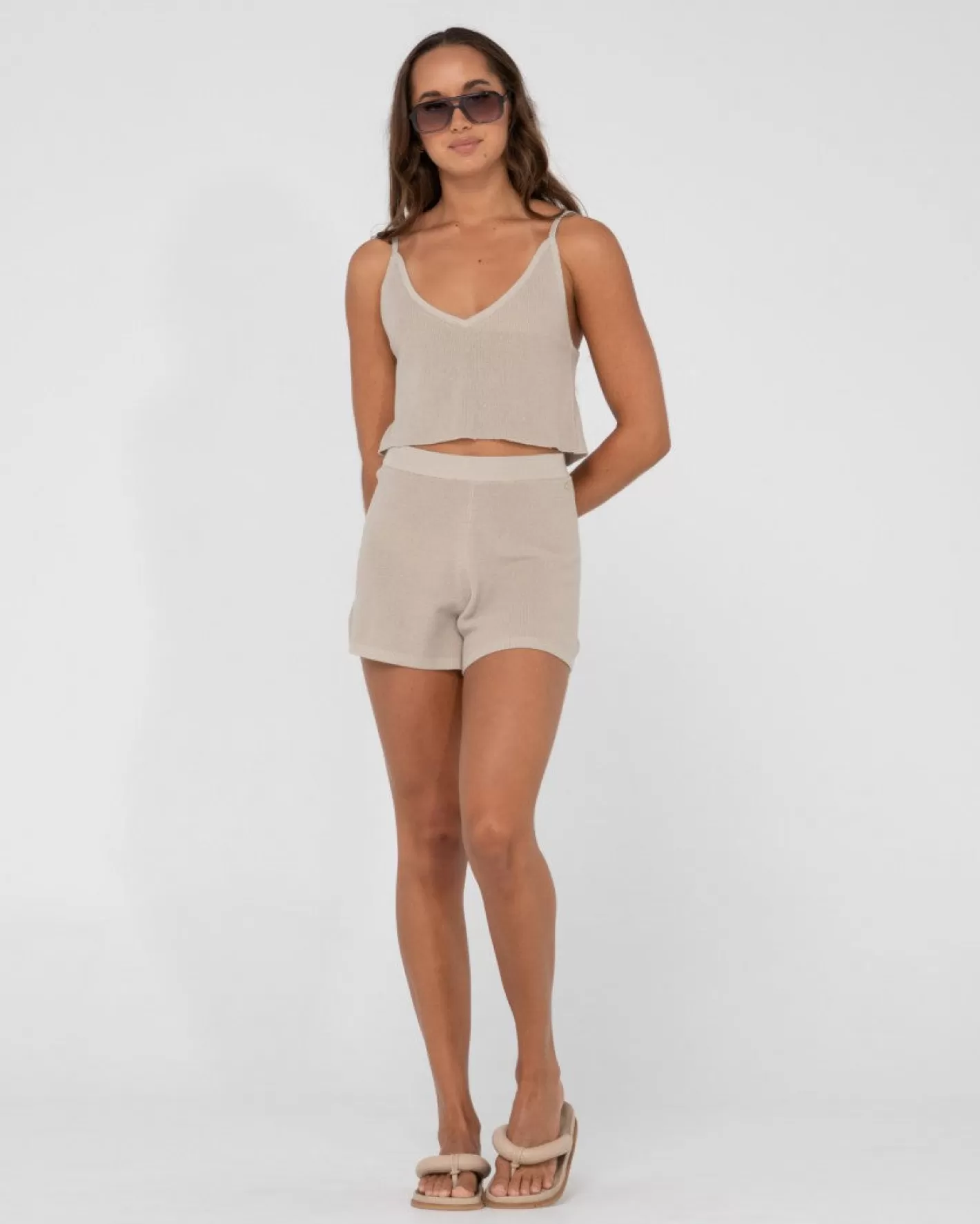Mujer Rusty Pantalon Corto De Punto De Talle Alto Ophelia