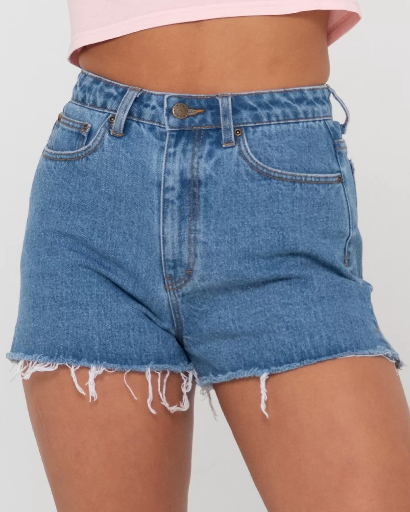 Mujer Rusty Pantalon Corto Vaquero De Talle Alto Acampanado Penny Kick