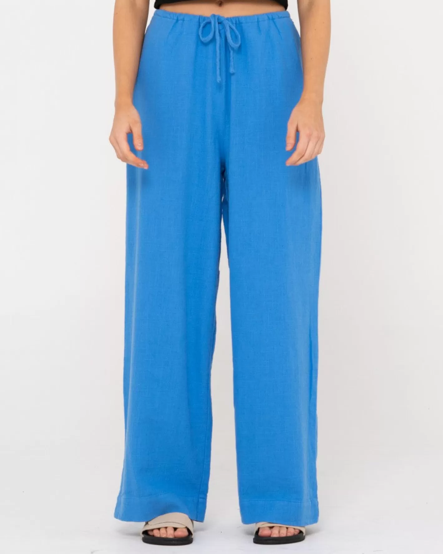 Mujer Rusty Pantalon De Lino De Corte Relajado Y Talle Alto Carolina