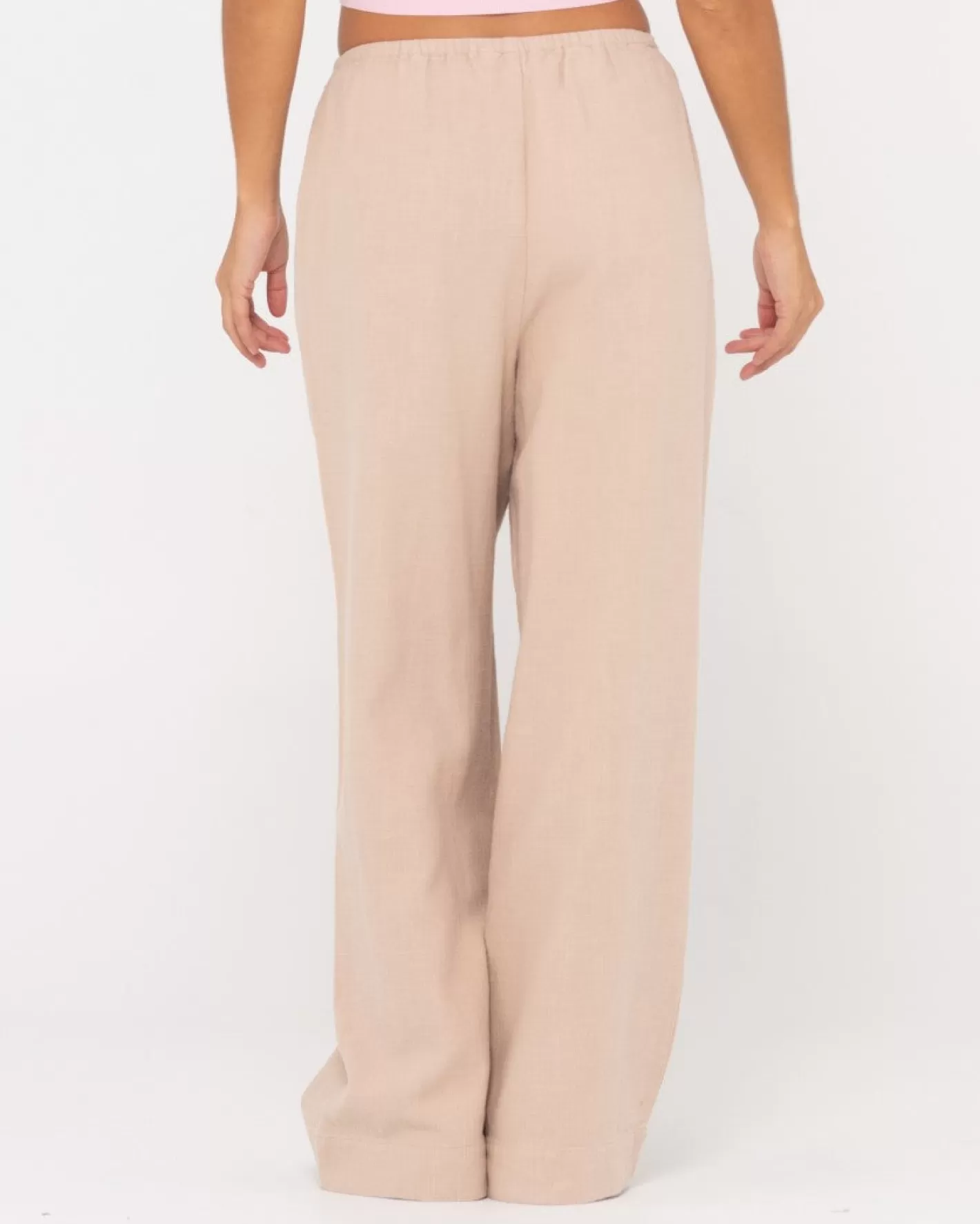 Mujer Rusty Pantalon De Lino De Corte Relajado Y Talle Alto Carolina