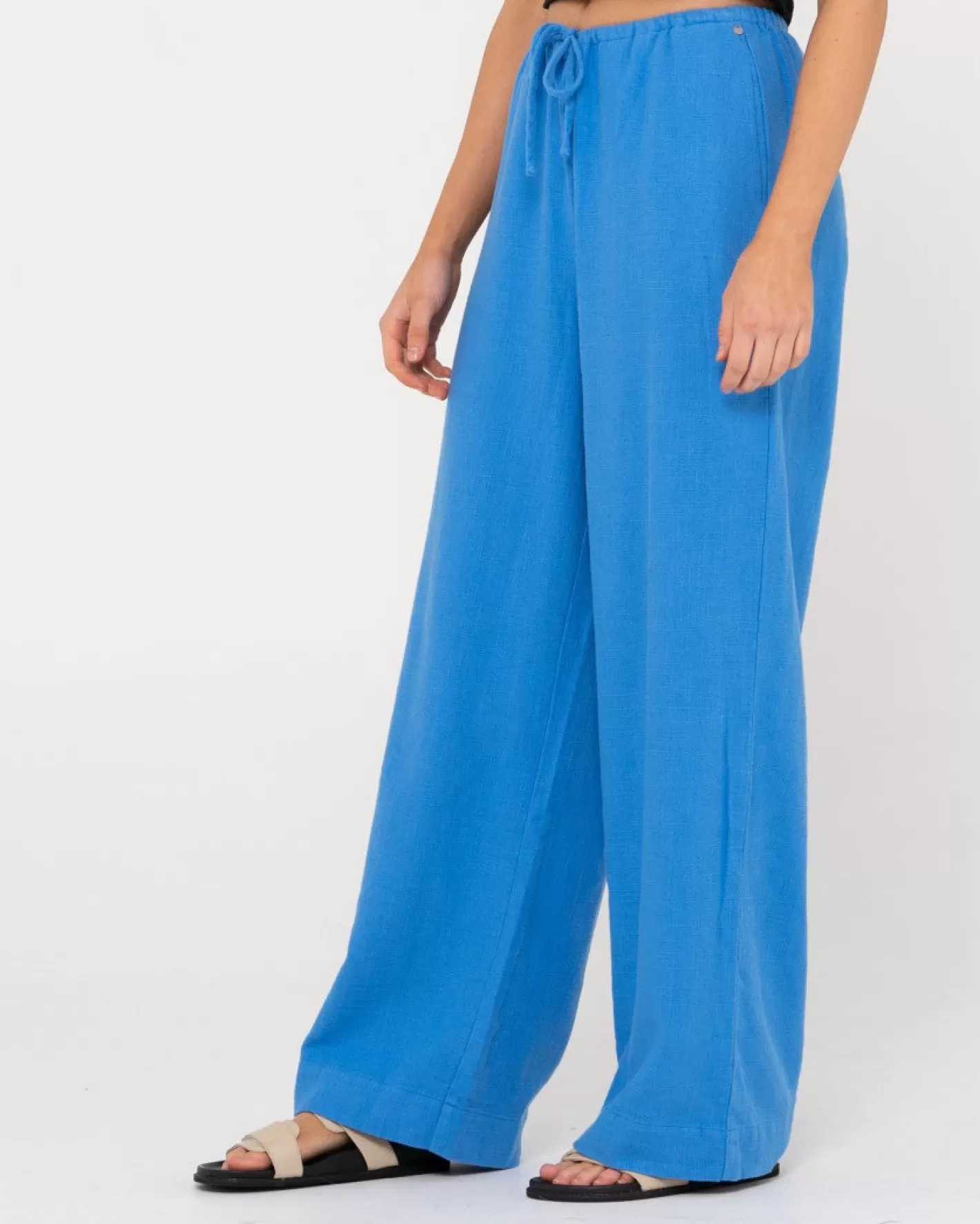 Mujer Rusty Pantalon De Lino De Corte Relajado Y Talle Alto Carolina