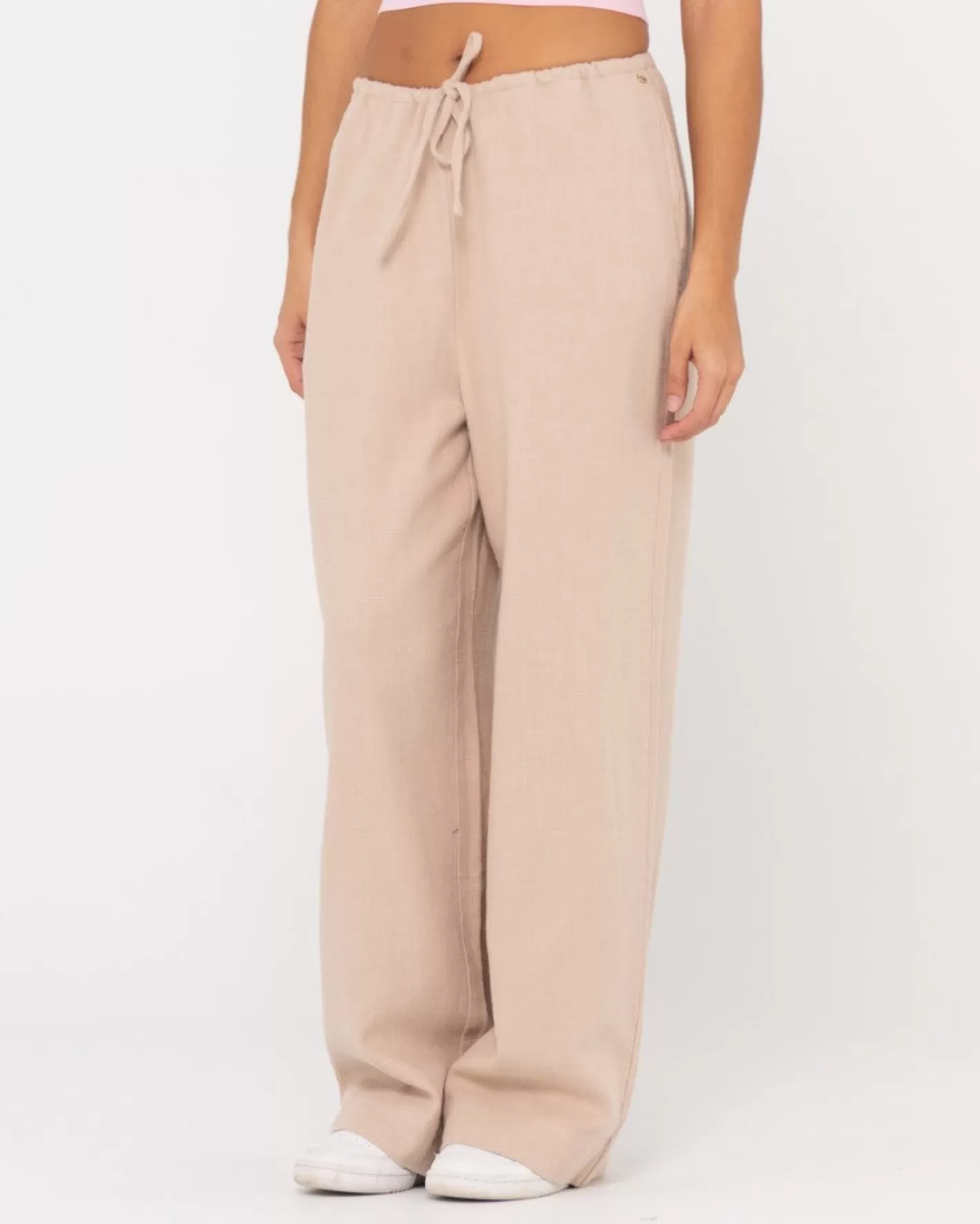 Mujer Rusty Pantalon De Lino De Corte Relajado Y Talle Alto Carolina