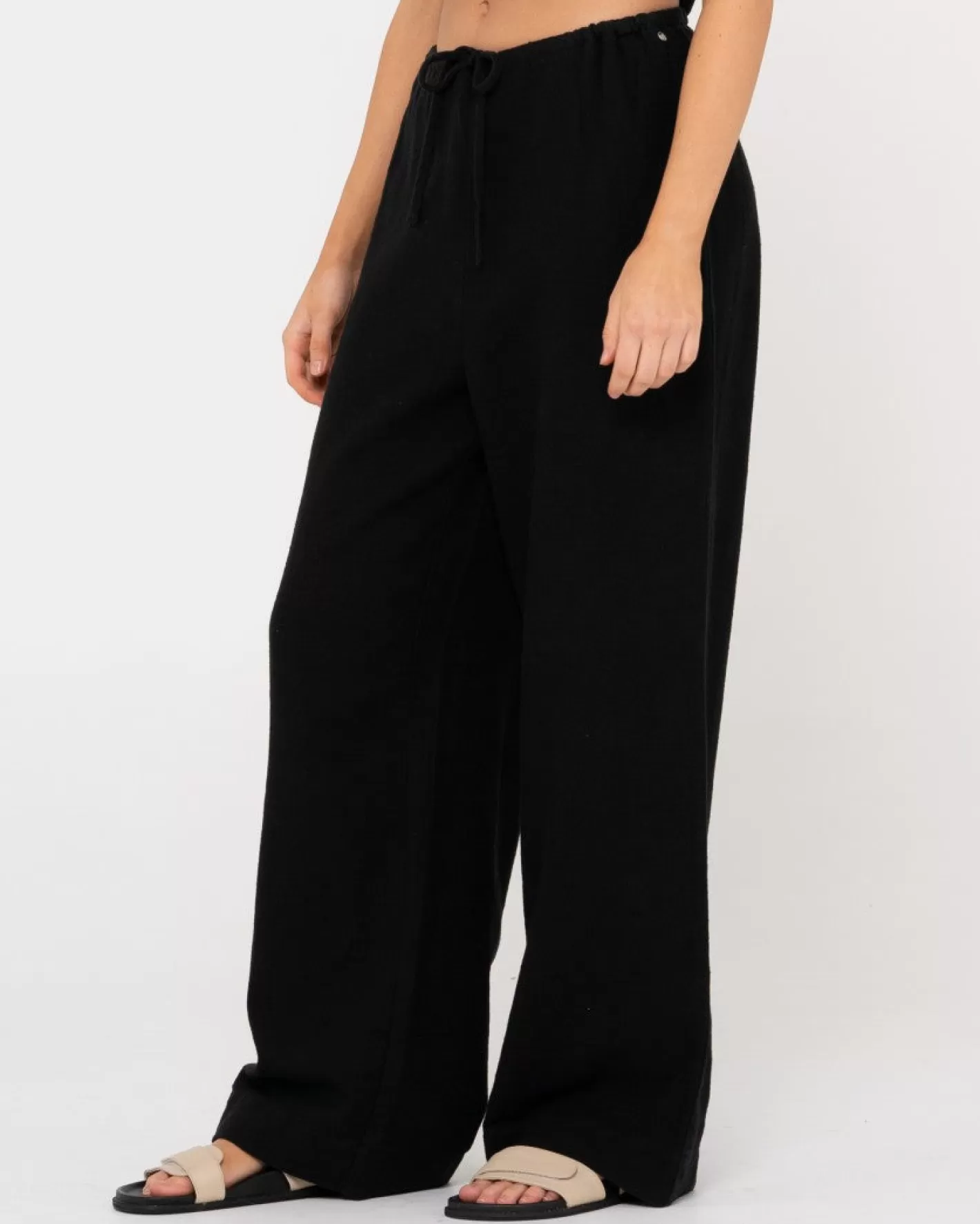 Mujer Rusty Pantalon De Lino De Corte Relajado Y Talle Alto Carolina
