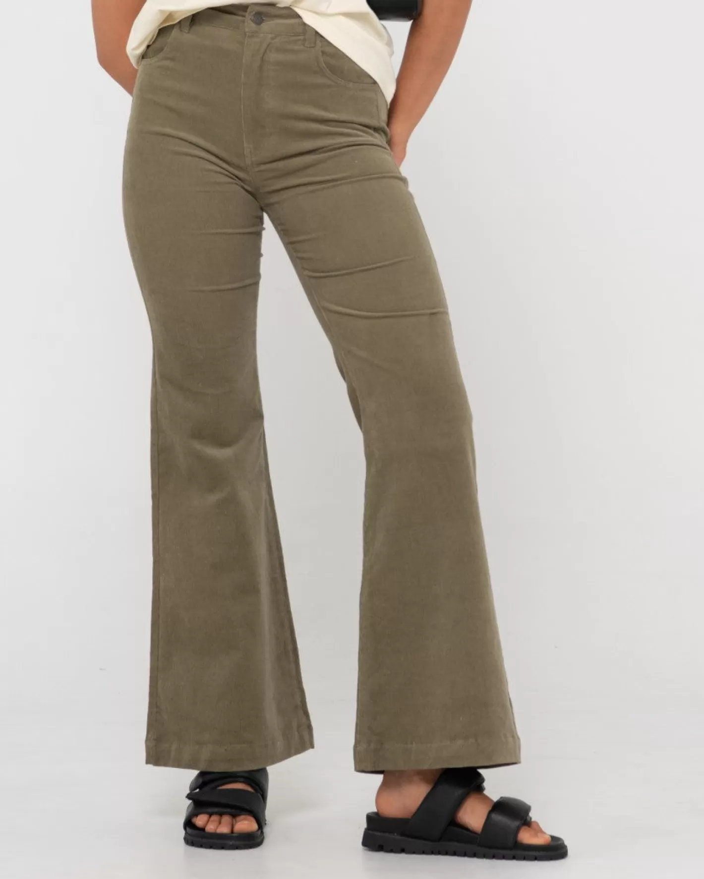 Mujer Rusty Pantalon De Pana Acampanado De Talle Alto
