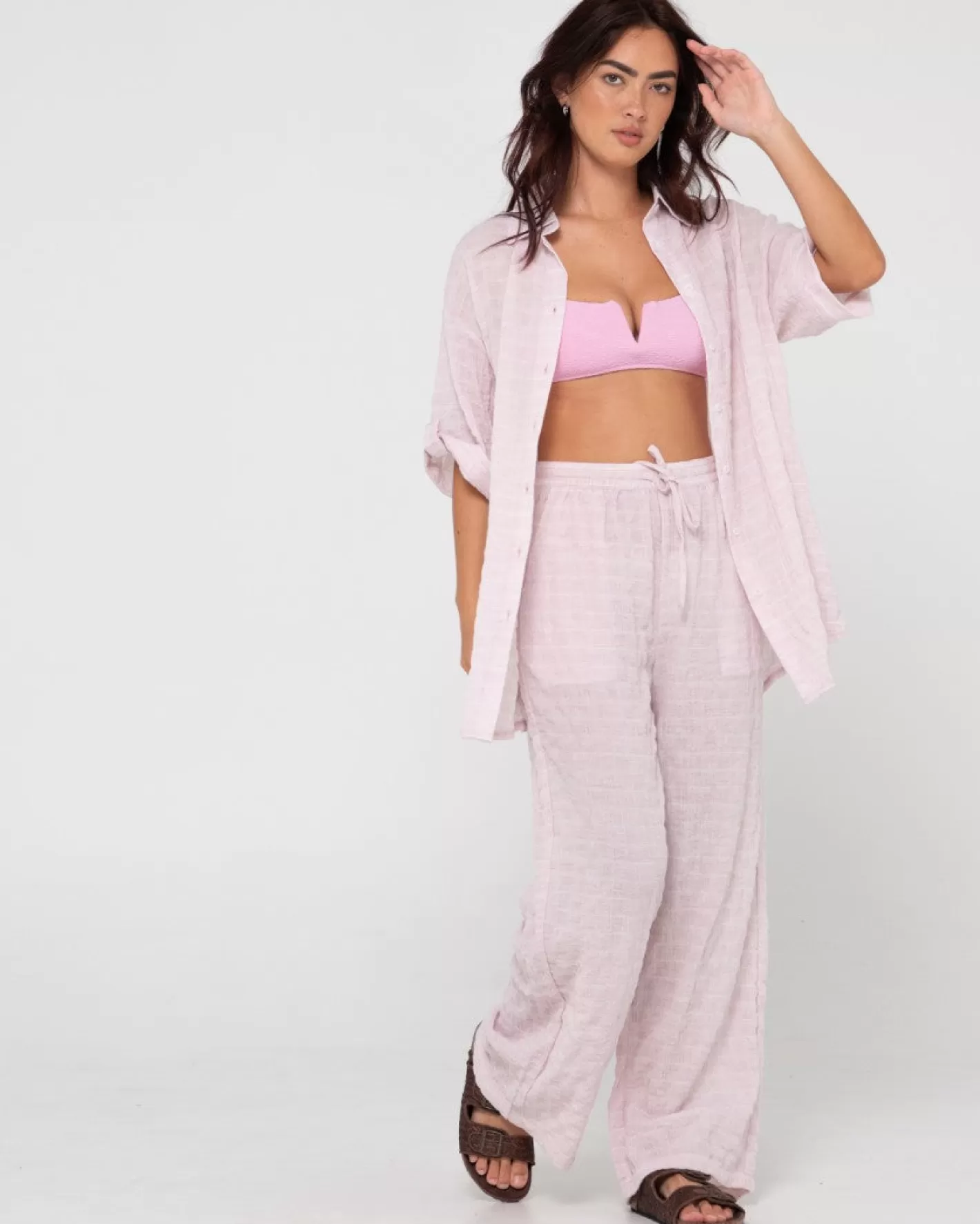 Mujer Rusty Pantalon De Playa De Corte Relajado Y Talle Alto Siena