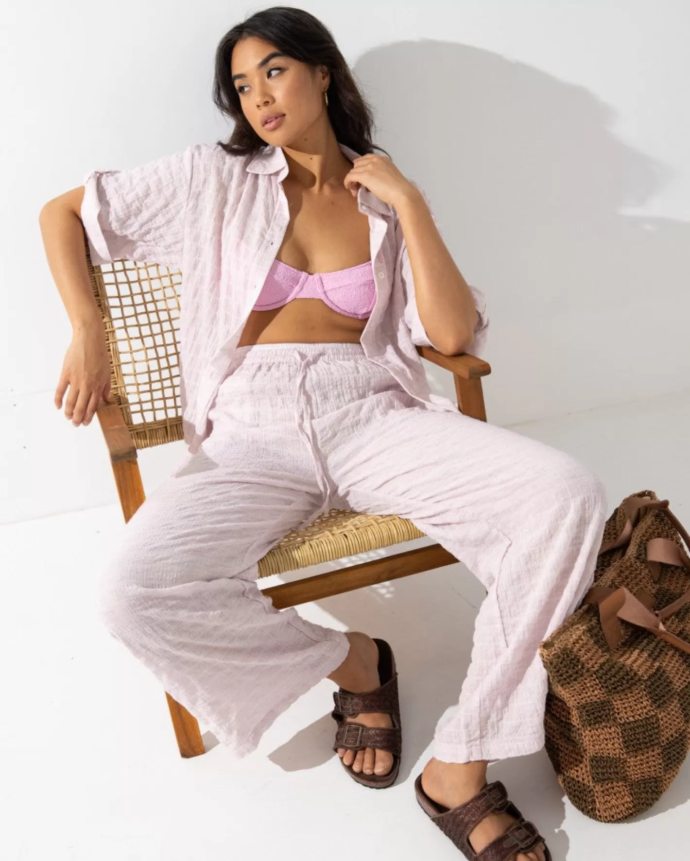 Mujer Rusty Pantalon De Playa De Corte Relajado Y Talle Alto Siena