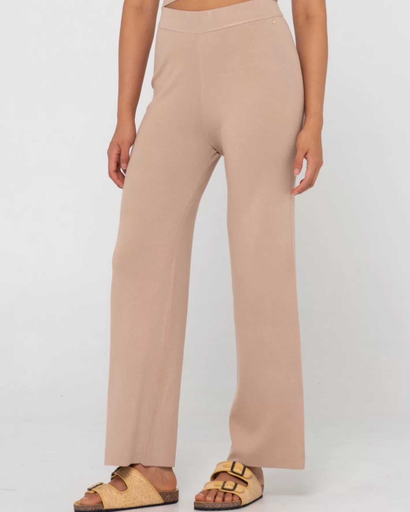 Mujer Rusty Pantalon De Punto Con Pernera Ancha Y Talle Alto Amelia