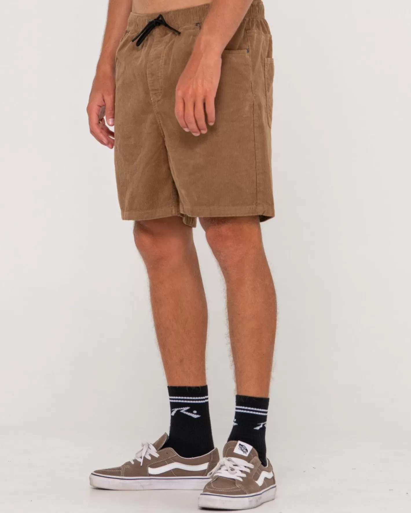 Hombre Rusty Rifts 14 Wale Pantalon Corto De Cordon Elastico Con Lavado Vintage