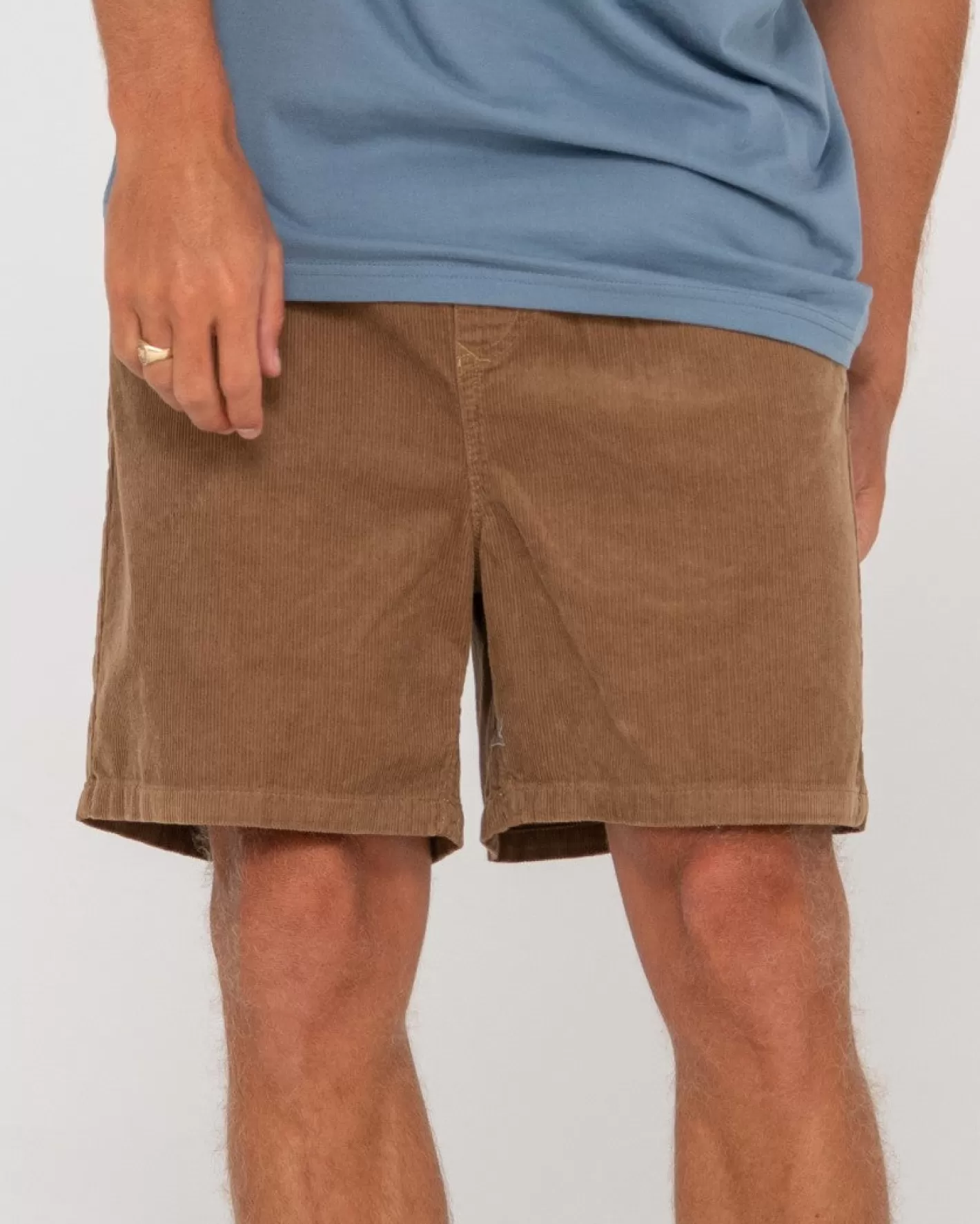 Hombre Rusty Rifts 14 Wale Pantalon Corto De Cordon Elastico Con Lavado Vintage