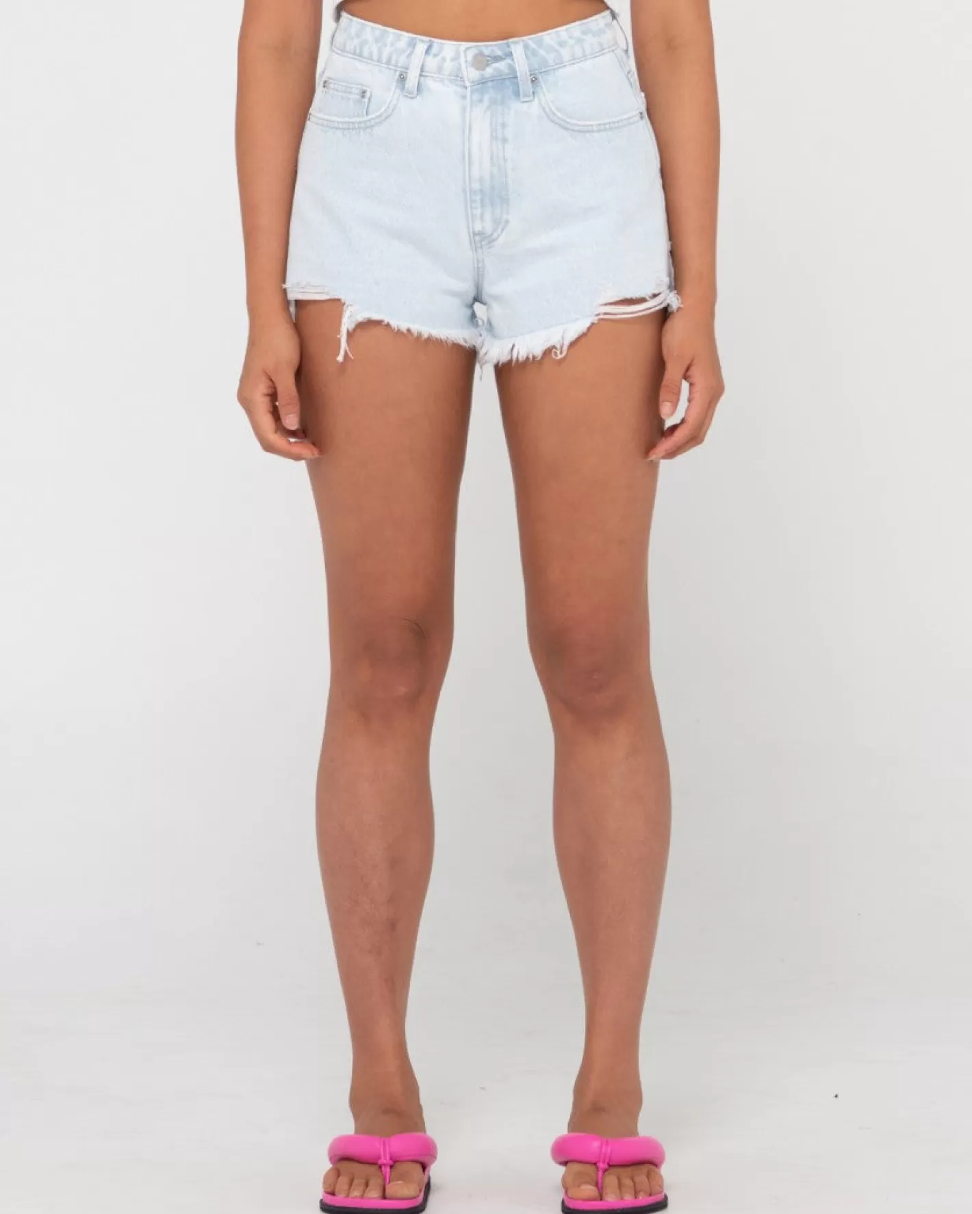Mujer Rusty Shorts Vaqueros Deshilachados De Talle Alto De Dime