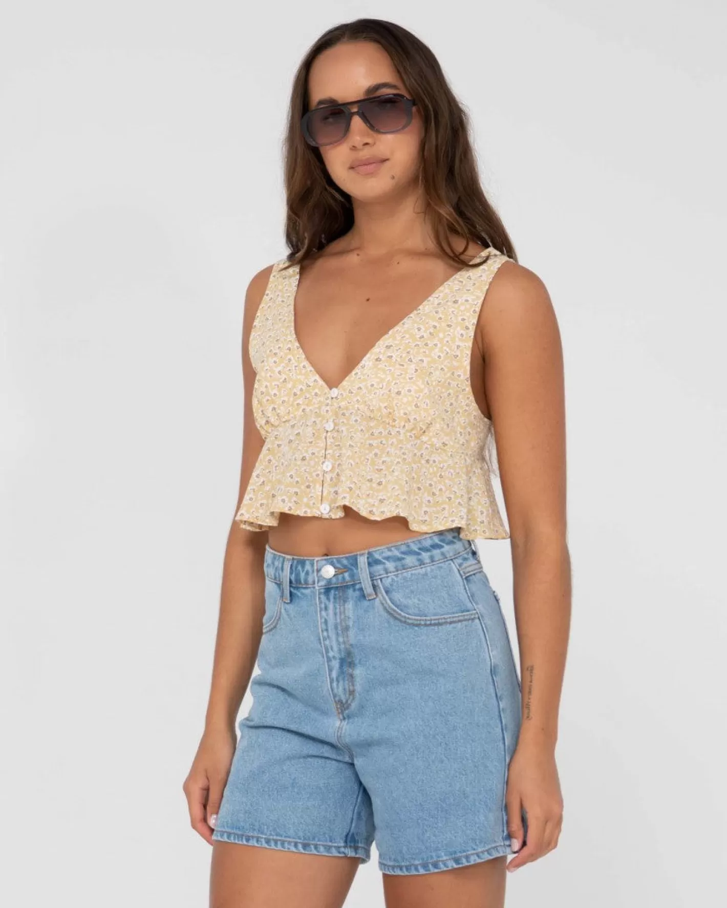 Mujer Rusty Top Corto Con Estampado Floral Magnolia