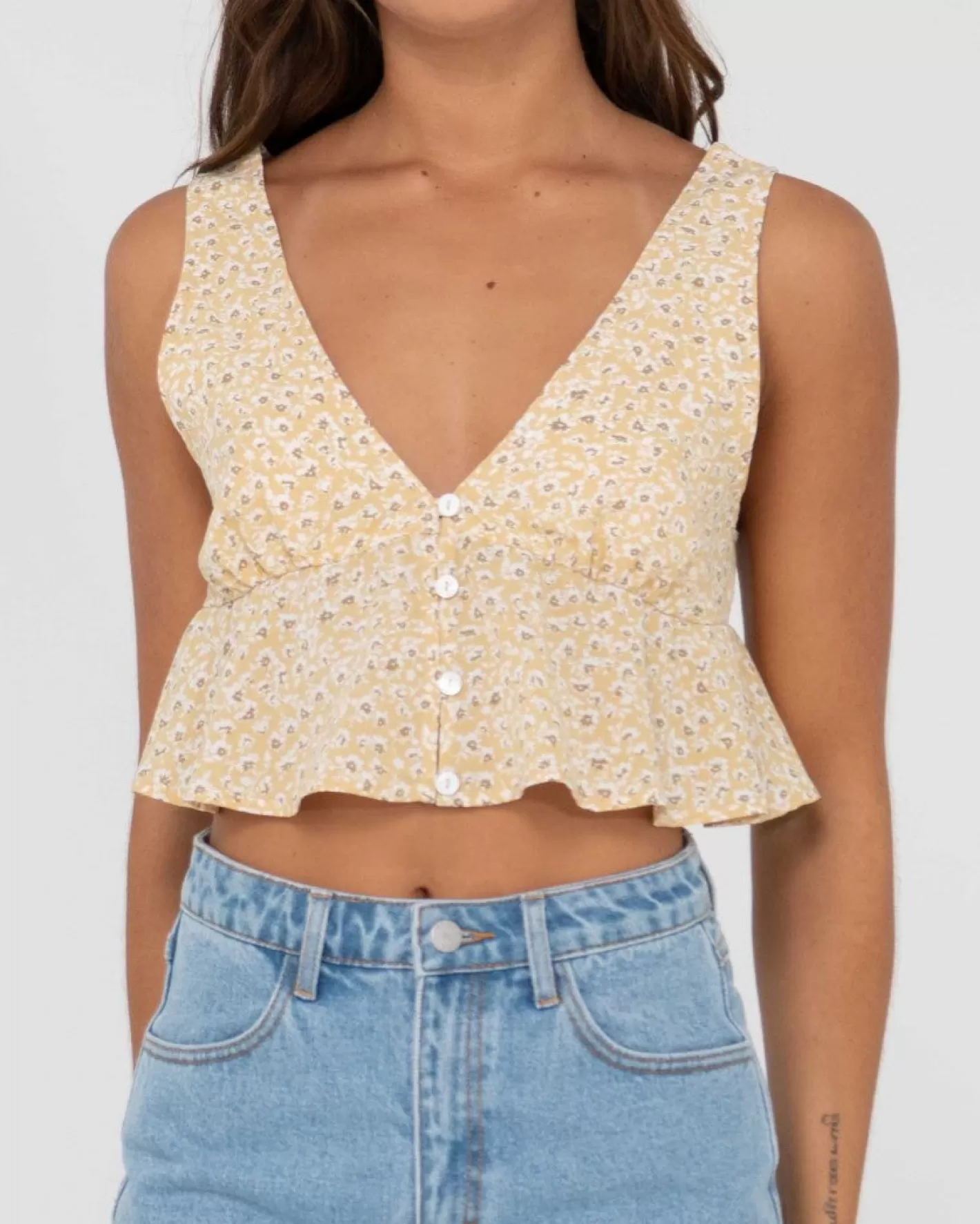 Mujer Rusty Top Corto Con Estampado Floral Magnolia