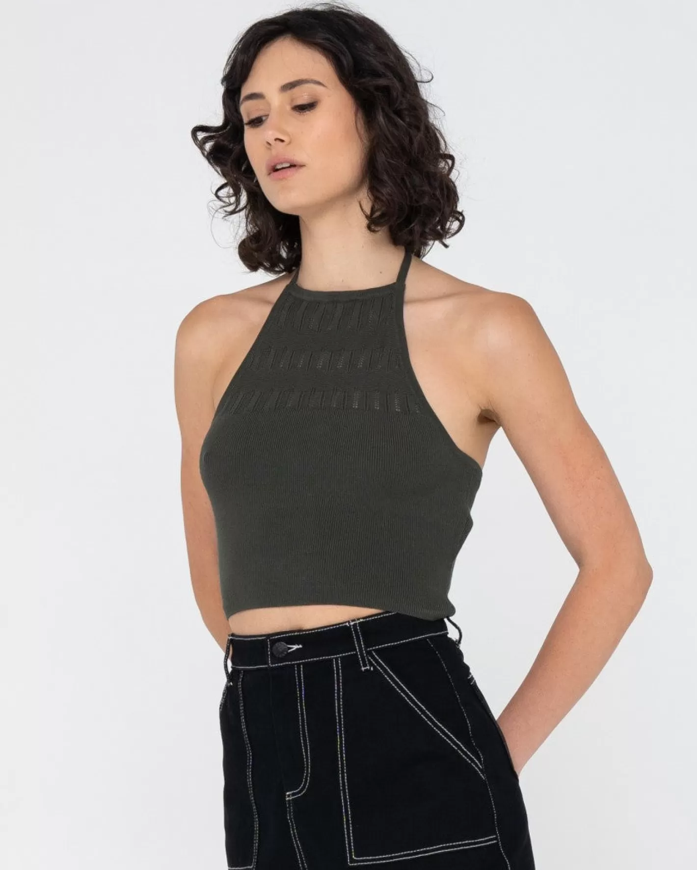 Mujer Rusty Top Corto De Punto Con Cuello Halter Laura