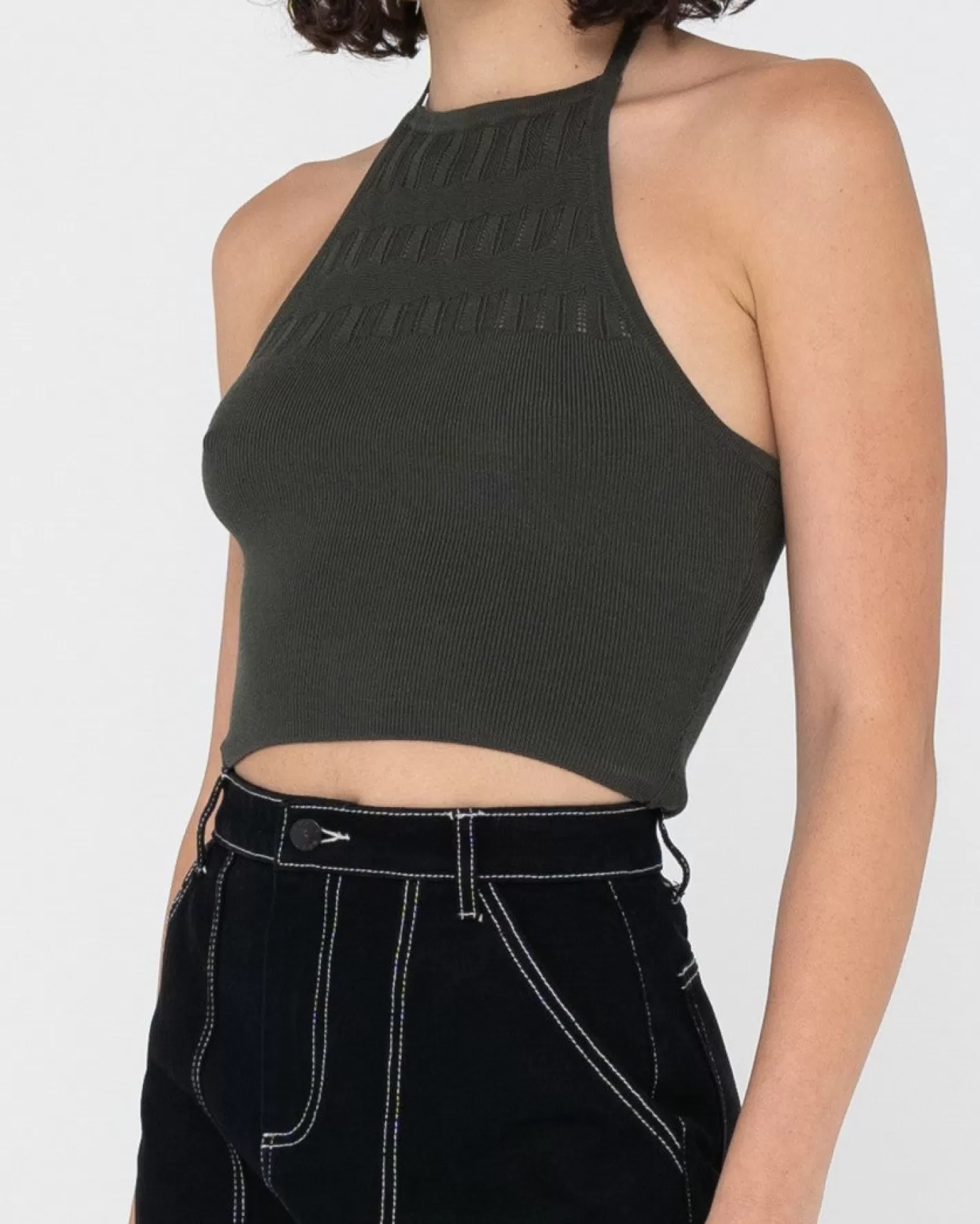 Mujer Rusty Top Corto De Punto Con Cuello Halter Laura