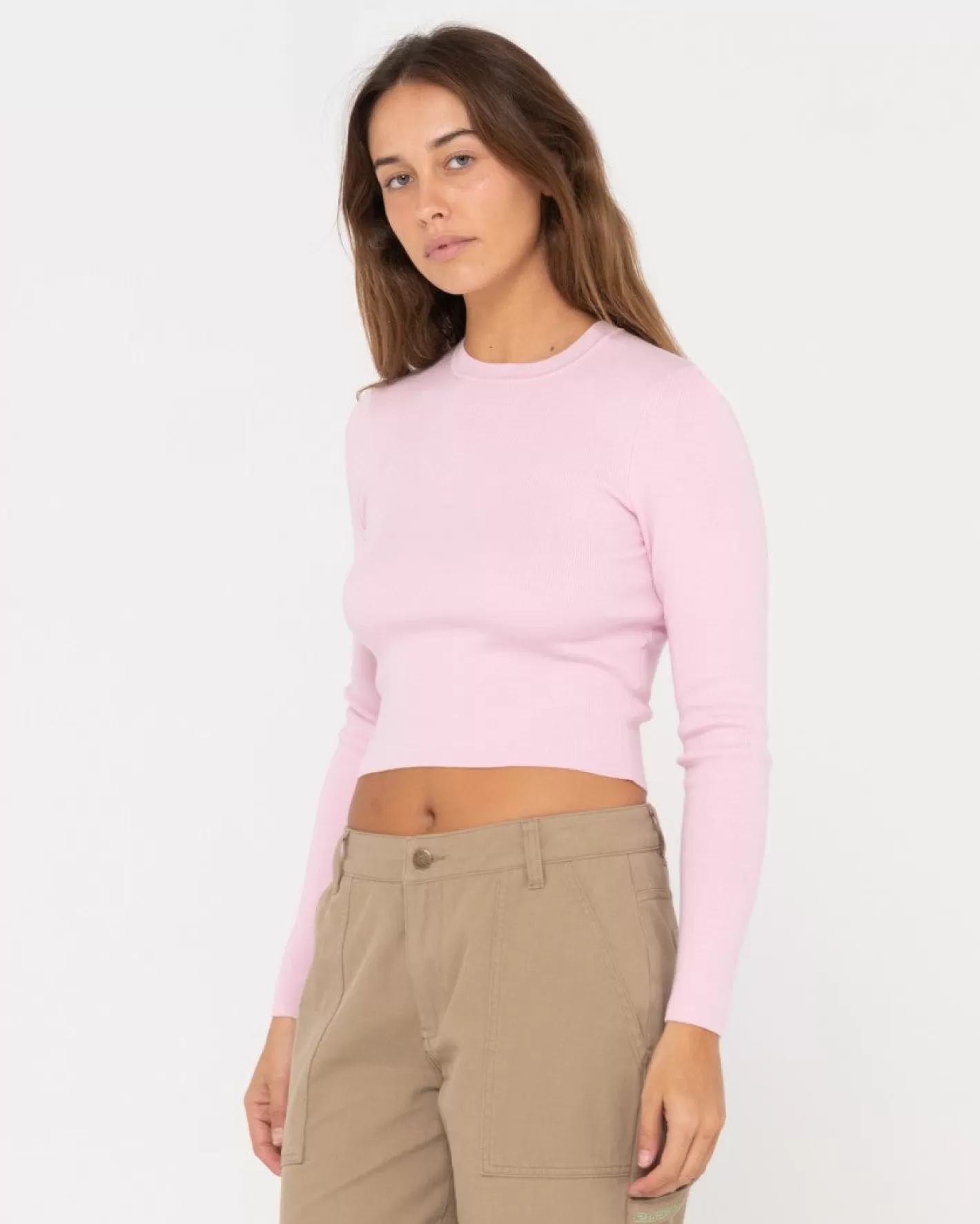 Mujer Rusty Top Corto De Punto De Manga Larga Amelia
