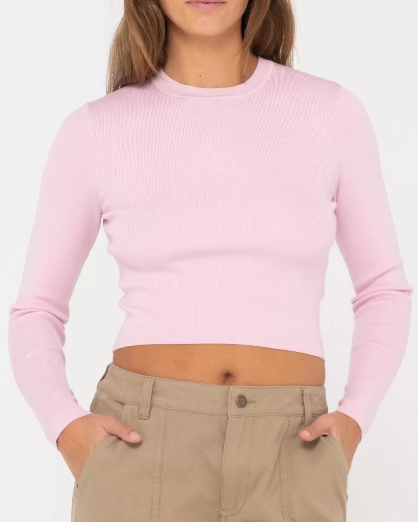 Mujer Rusty Top Corto De Punto De Manga Larga Amelia