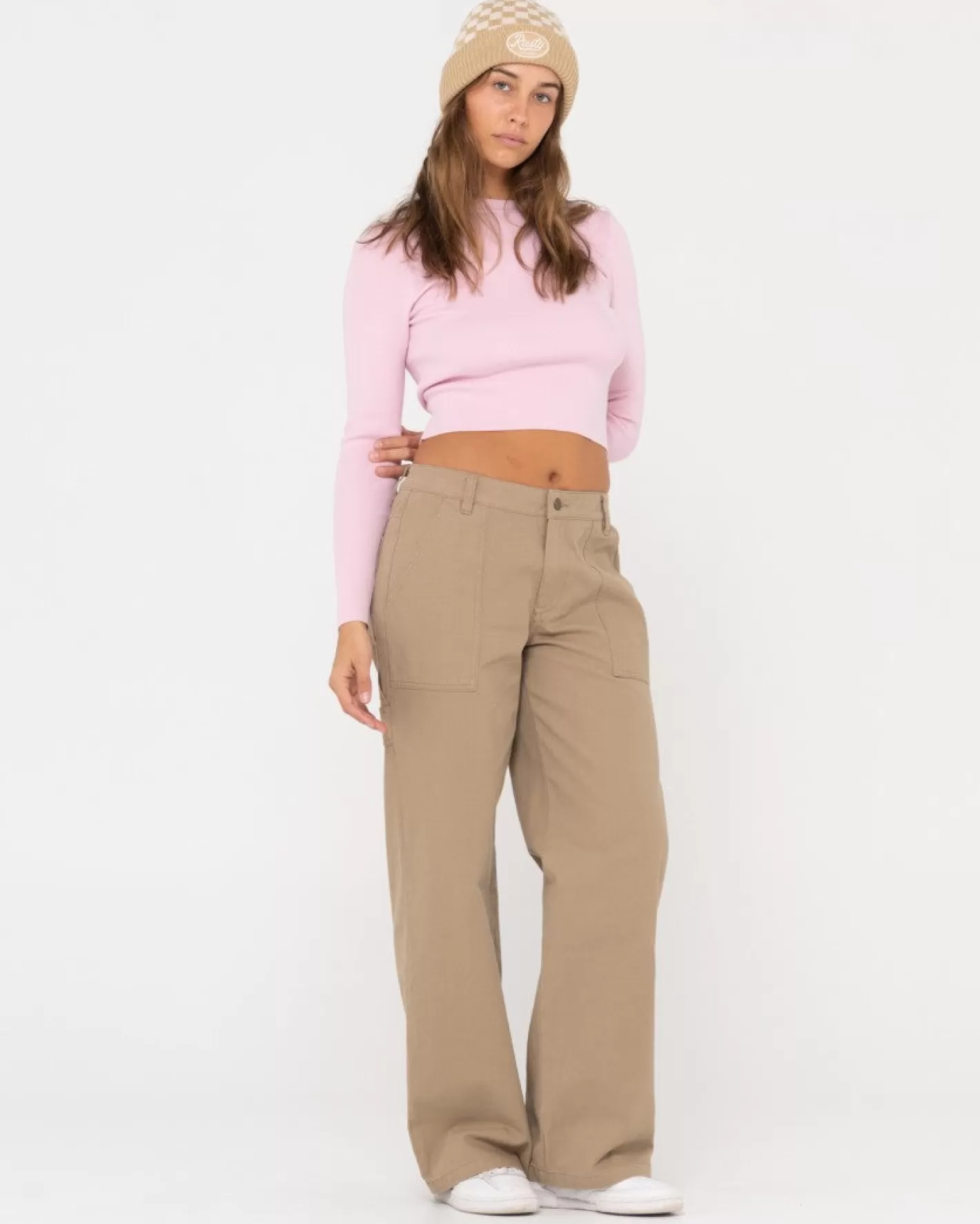 Mujer Rusty Top Corto De Punto De Manga Larga Amelia