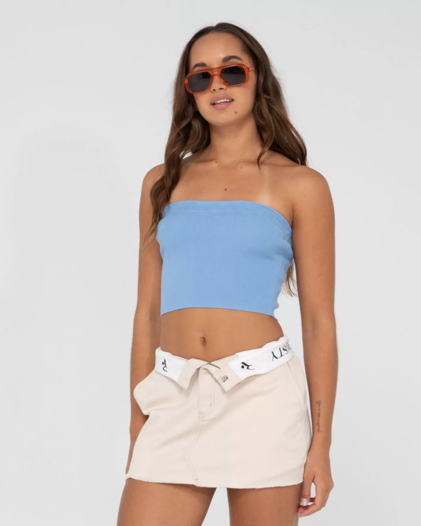 Mujer Rusty Top Corto De Punto Sin Tirantes Amelia