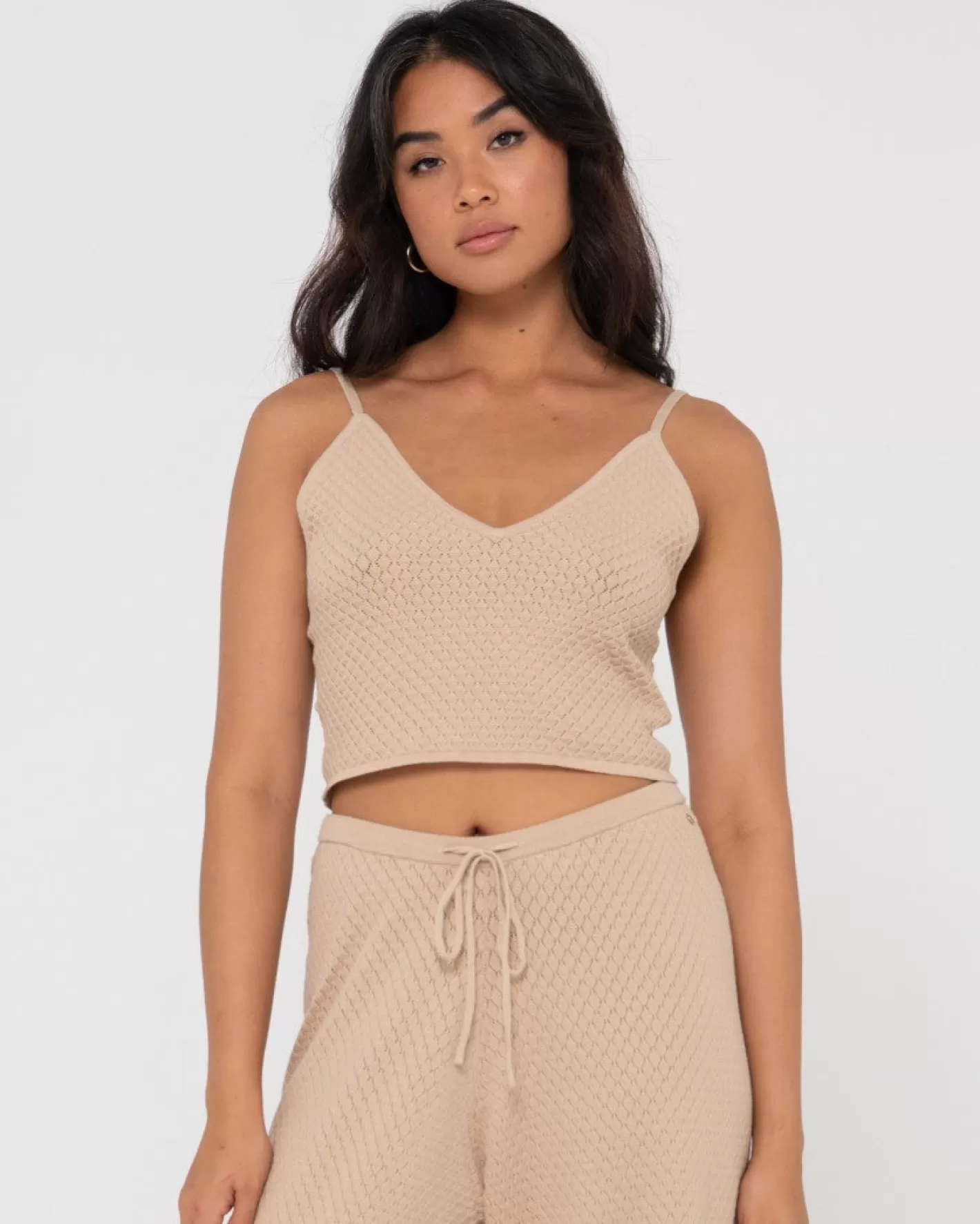 Mujer Rusty Top Corto De Tirantes De Punto Con Cuello En V Florence