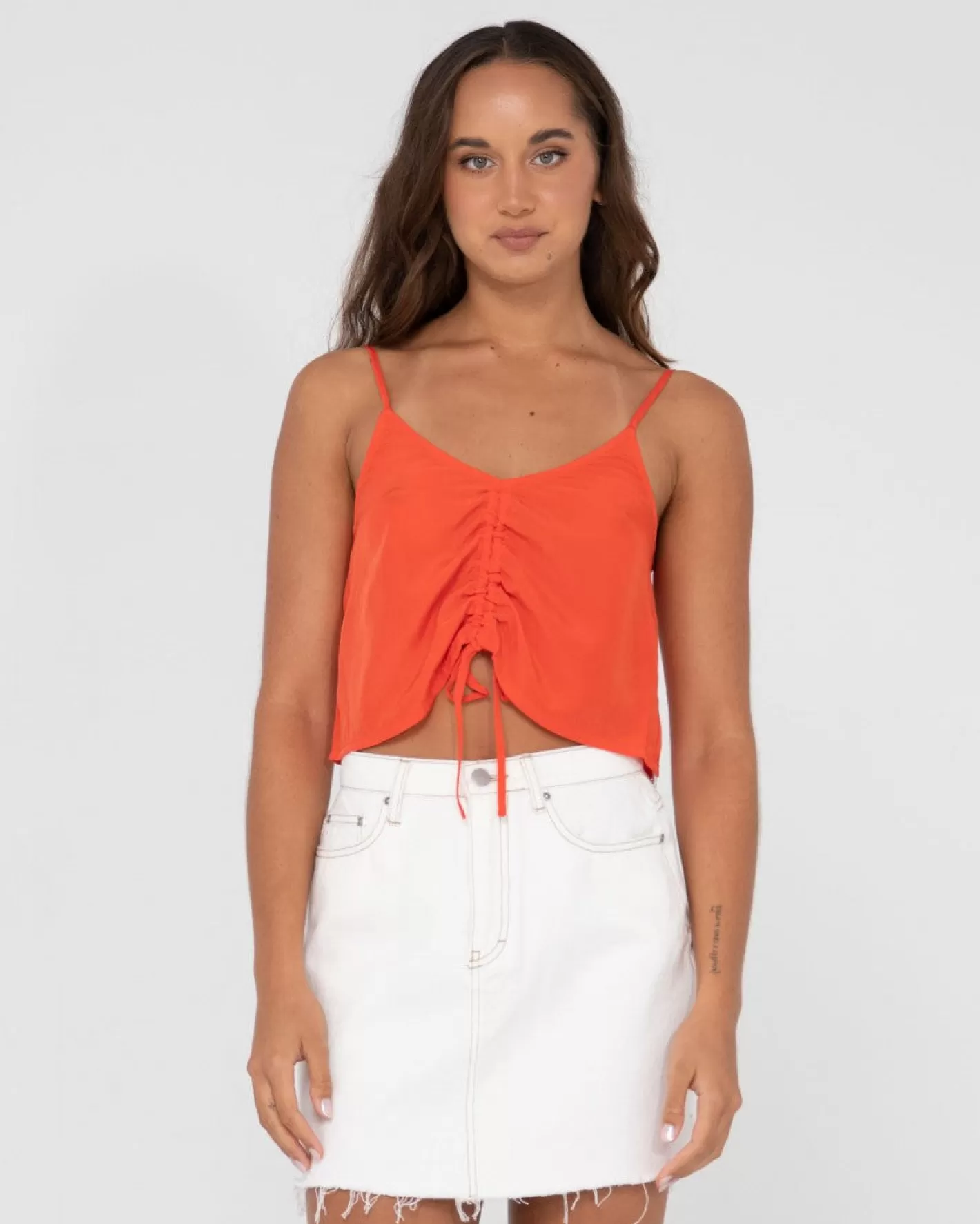 Mujer Rusty Top Corto De Tirantes Fruncido Porter