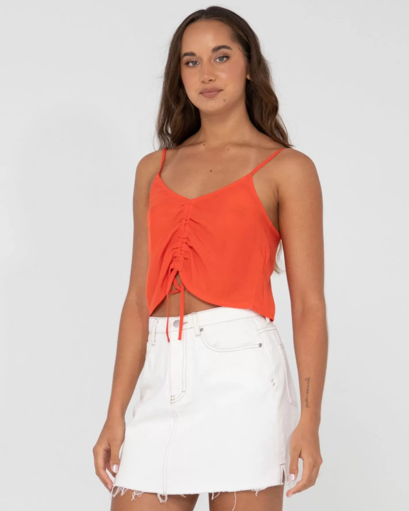 Mujer Rusty Top Corto De Tirantes Fruncido Porter