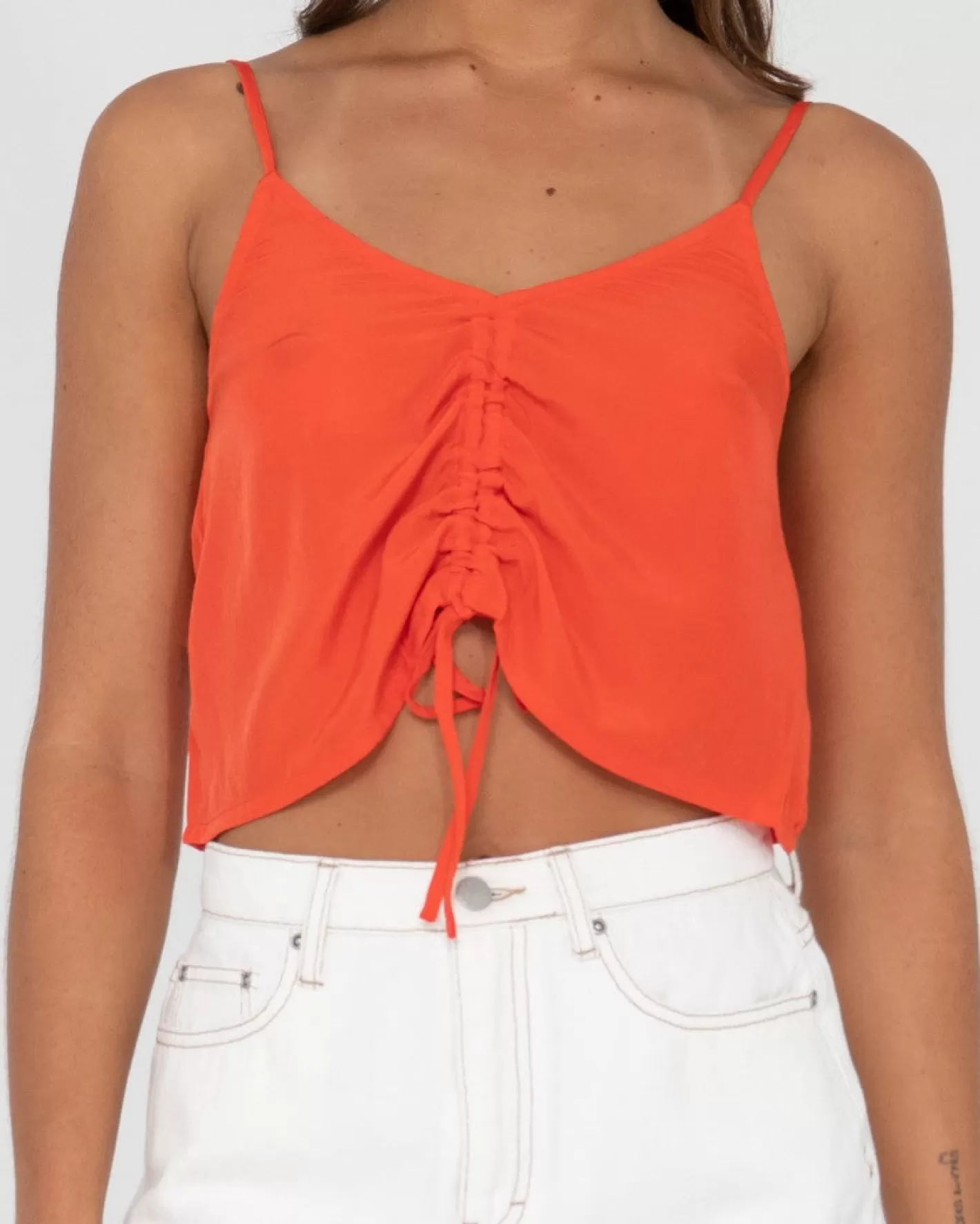 Mujer Rusty Top Corto De Tirantes Fruncido Porter