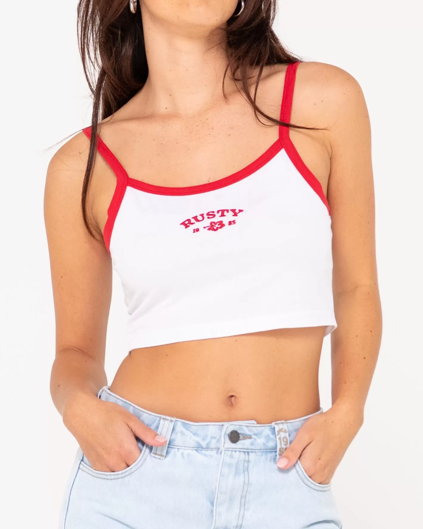 Mujer Rusty Top Corto Sin Mangas Con Grafico Prospero