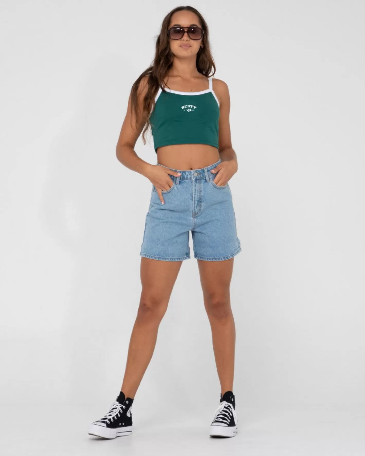Mujer Rusty Top Corto Sin Mangas Con Grafico Prospero