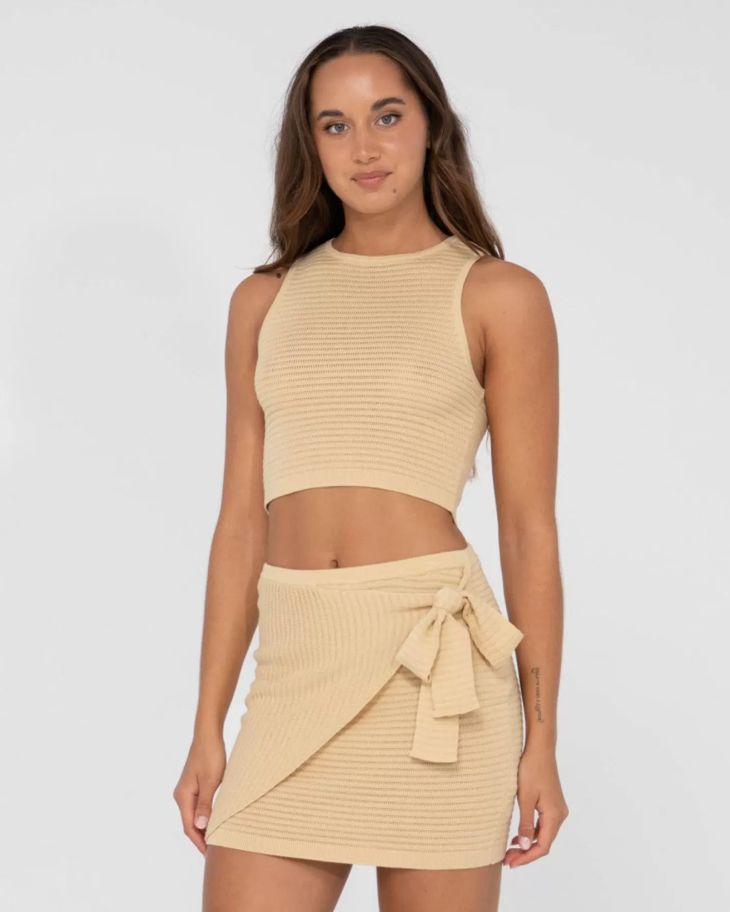 Mujer Rusty Top Corto Sin Mangas De Punto Acanalado Harri