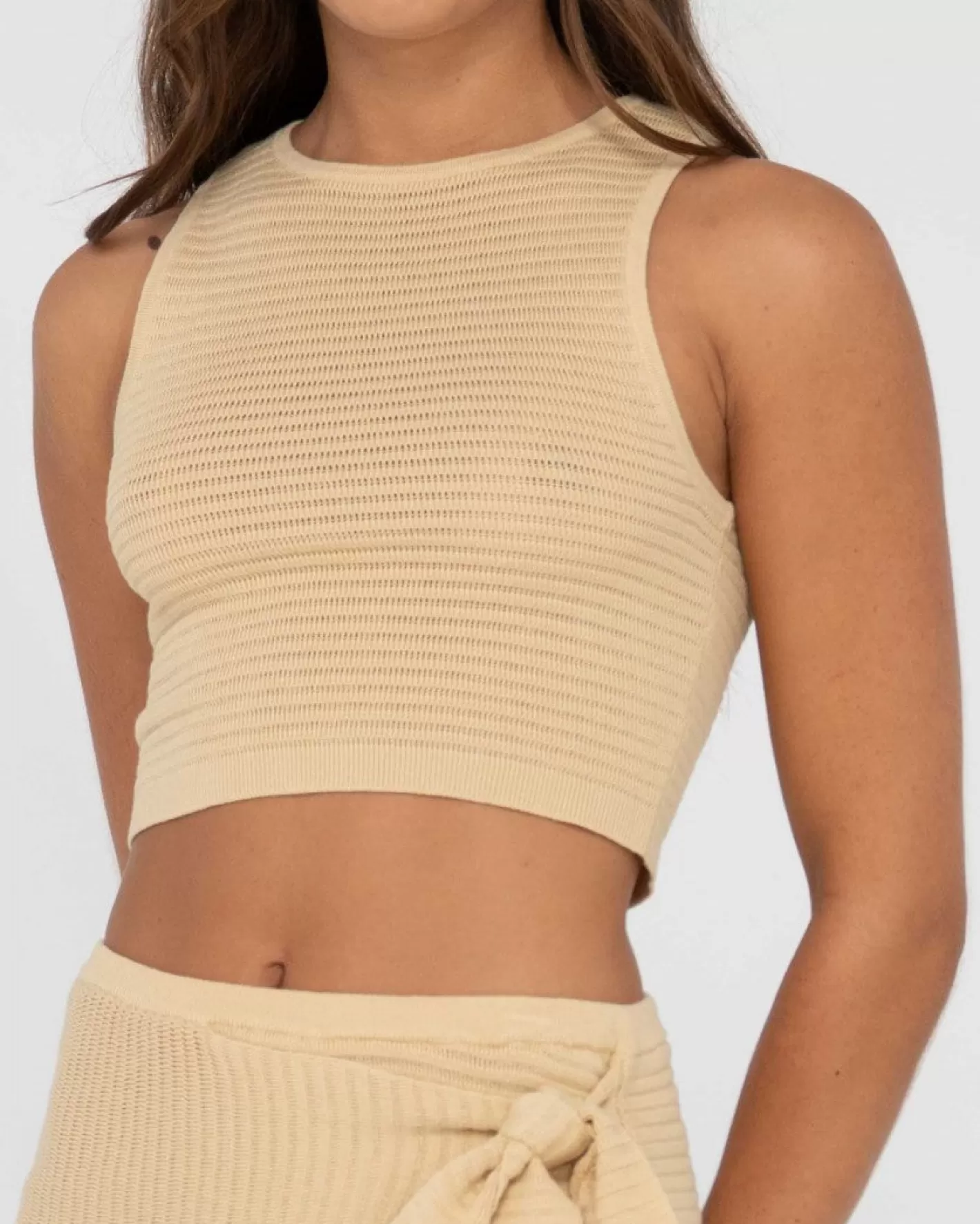 Mujer Rusty Top Corto Sin Mangas De Punto Acanalado Harri