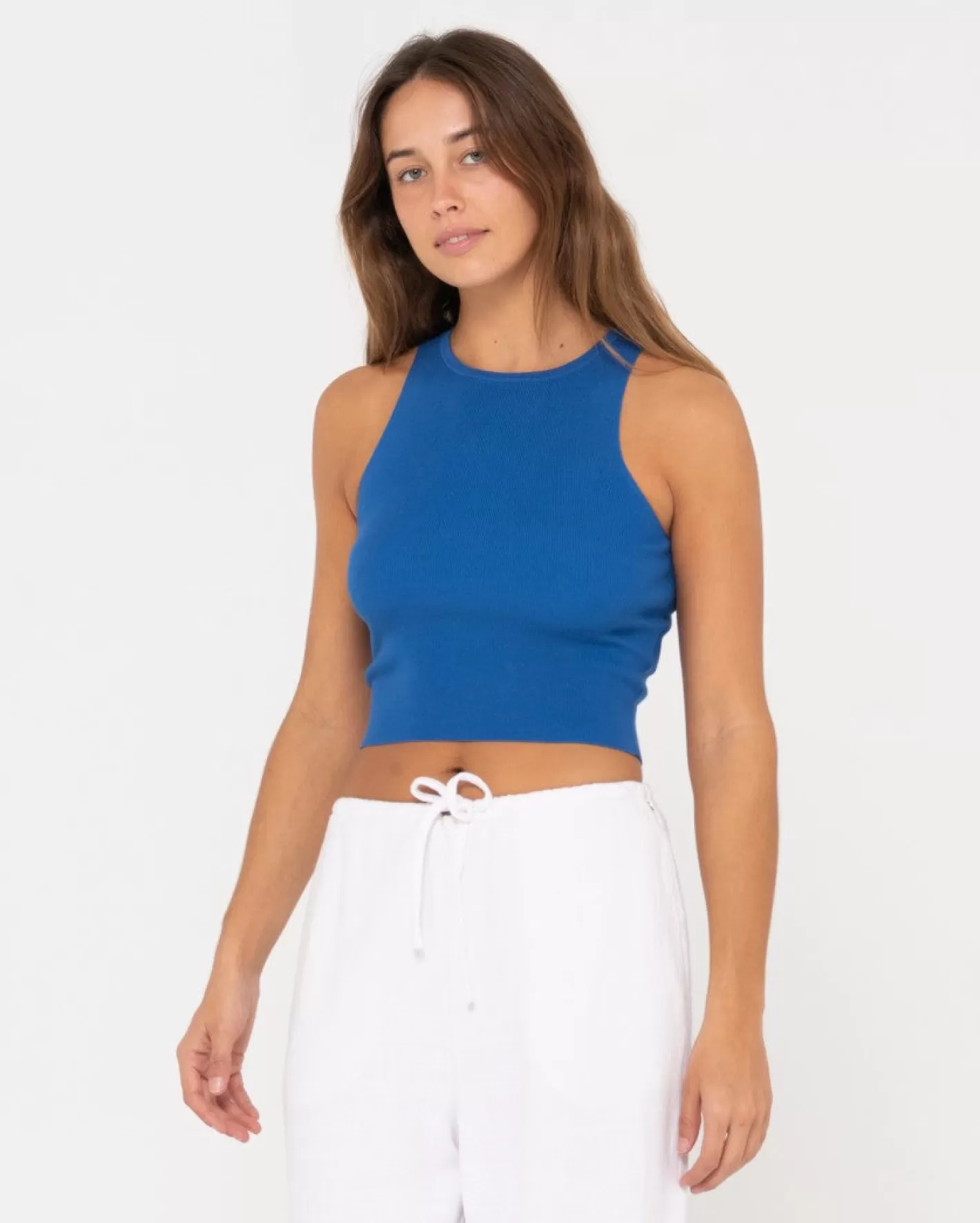 Mujer Rusty Top Corto Sin Mangas De Punto Racer De Amelia