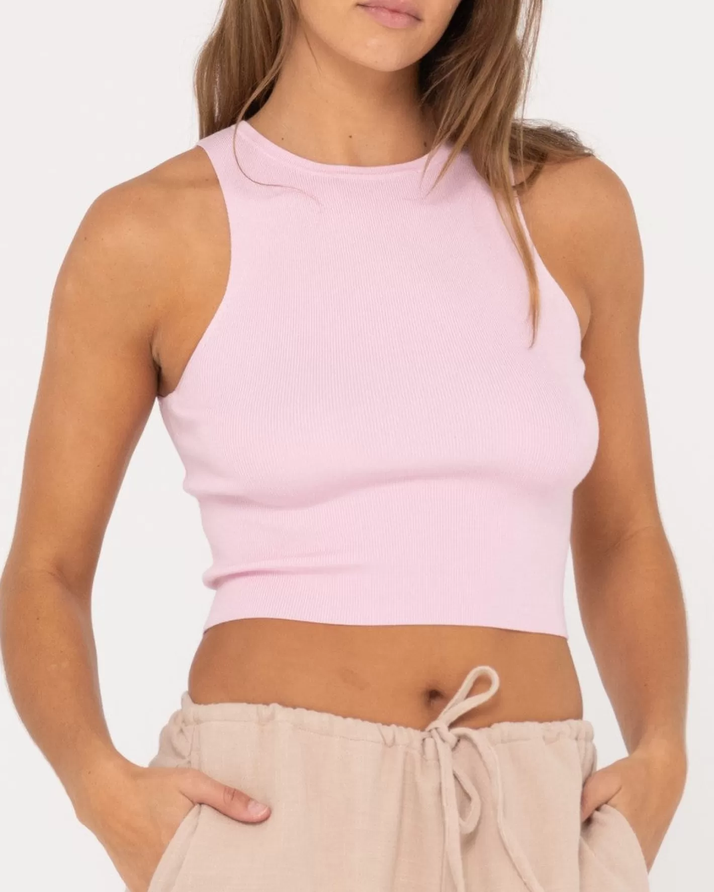 Mujer Rusty Top Corto Sin Mangas De Punto Racer De Amelia