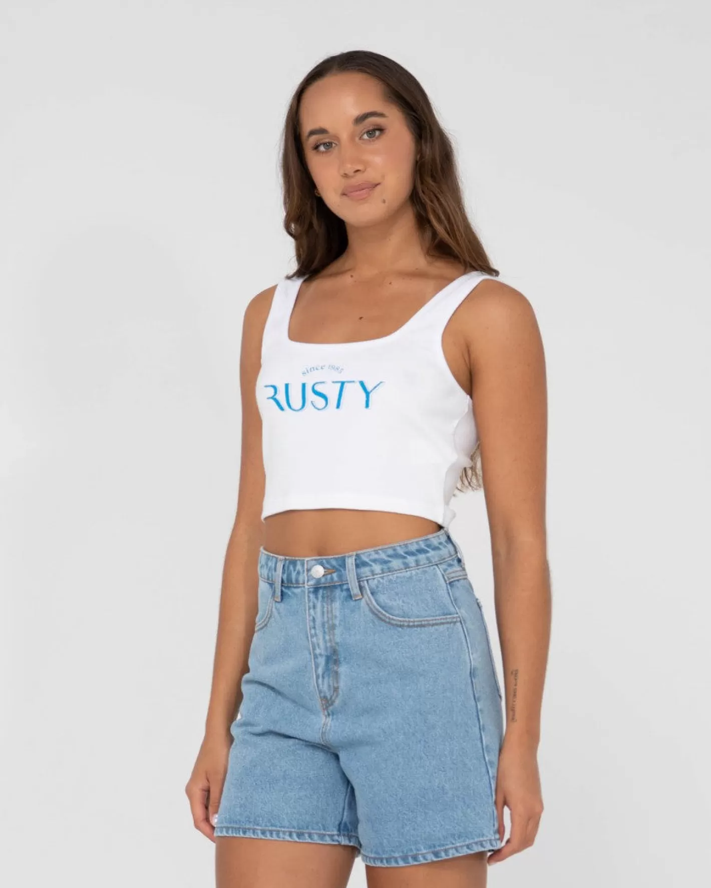 Mujer Rusty Top Corto Sin Mangas Para Bebe Con Grafico 1985